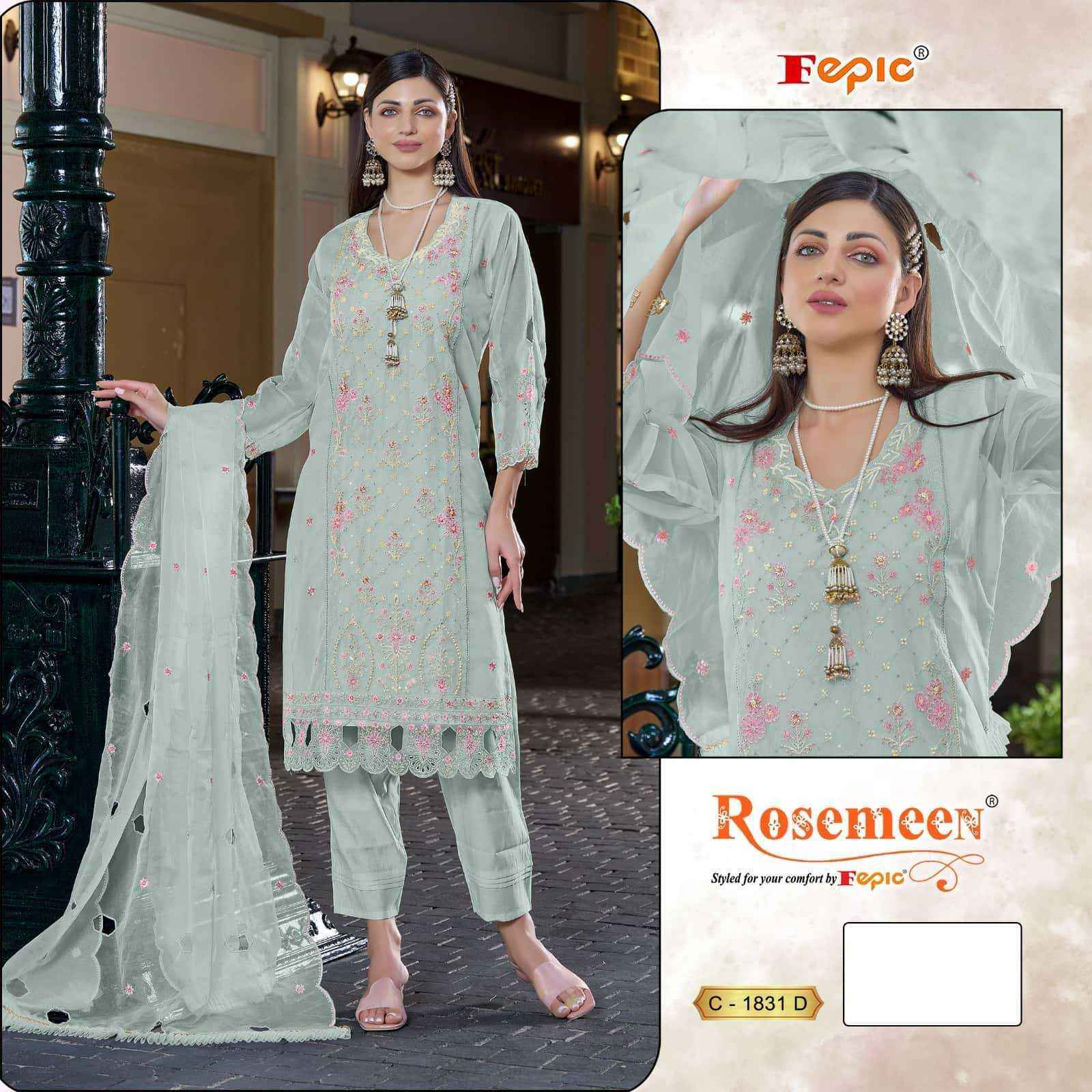 Fepic Rosemeen C-1831 Organza Dress Material (4 pcs Catalogue)