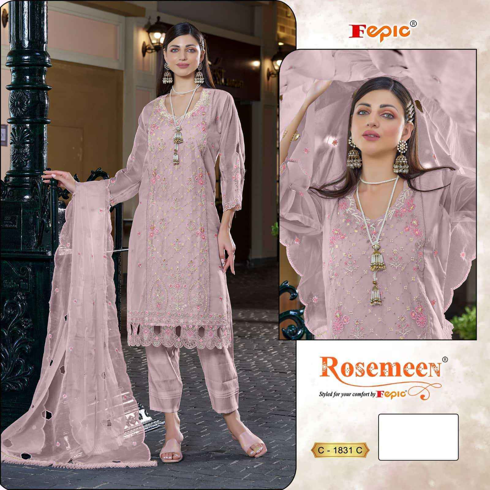 Fepic Rosemeen C-1831 Organza Dress Material (4 pcs Catalogue)