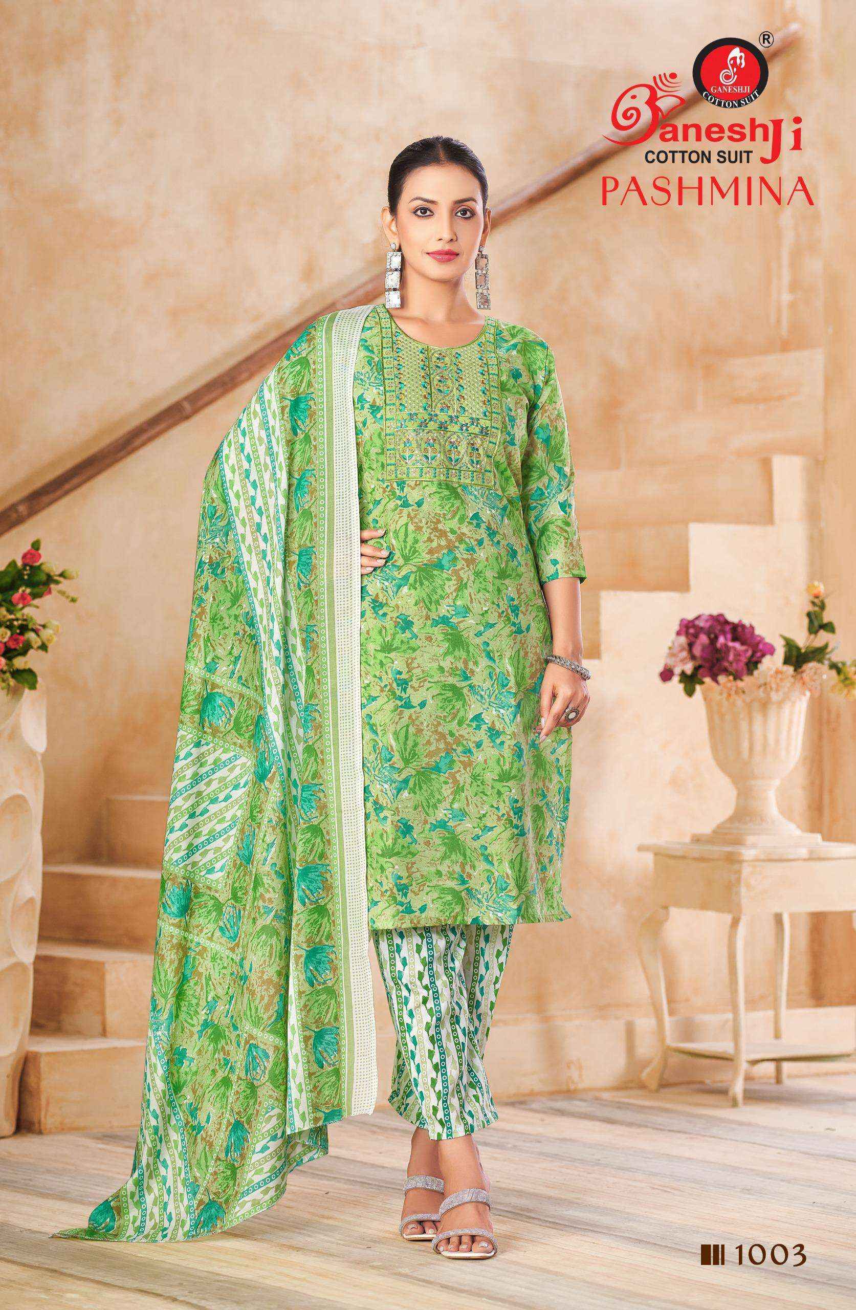 Ganesh ji Pashmina Vol-1 Cotton Dress Material (8 pcs Catalogue)