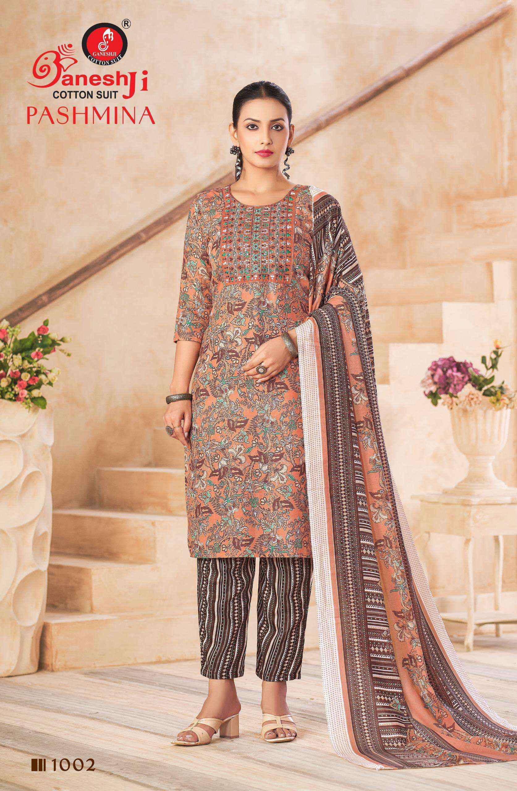 Ganesh ji Pashmina Vol-1 Cotton Dress Material (8 pcs Catalogue)