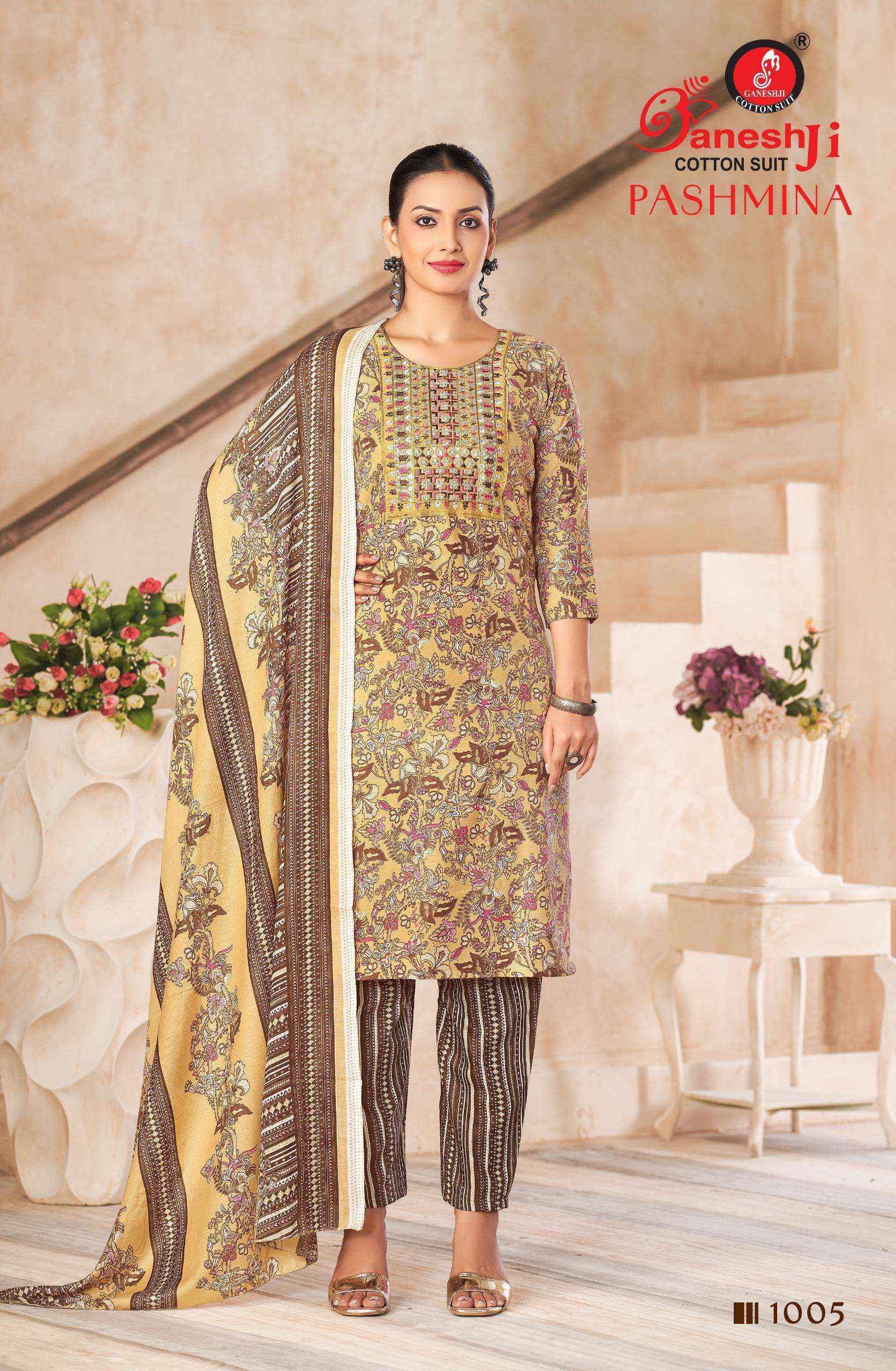 Ganesh ji Pashmina Vol-1 Cotton Dress Material (8 pcs Catalogue)
