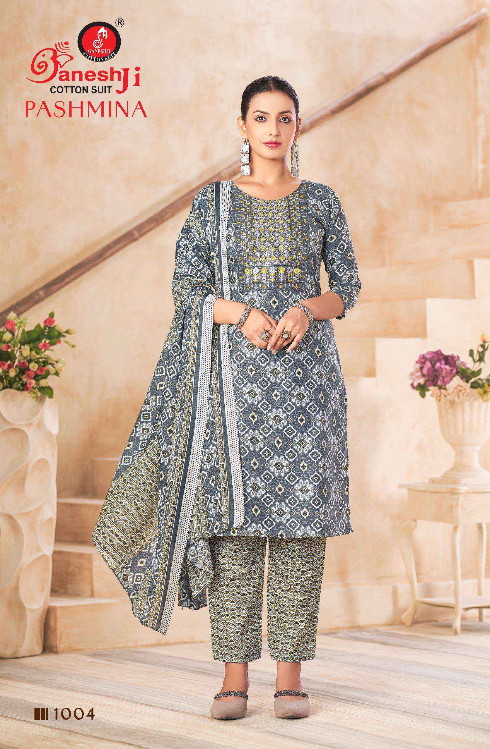 Ganesh ji Pashmina Vol-1 Cotton Dress Material (8 pcs Catalogue)