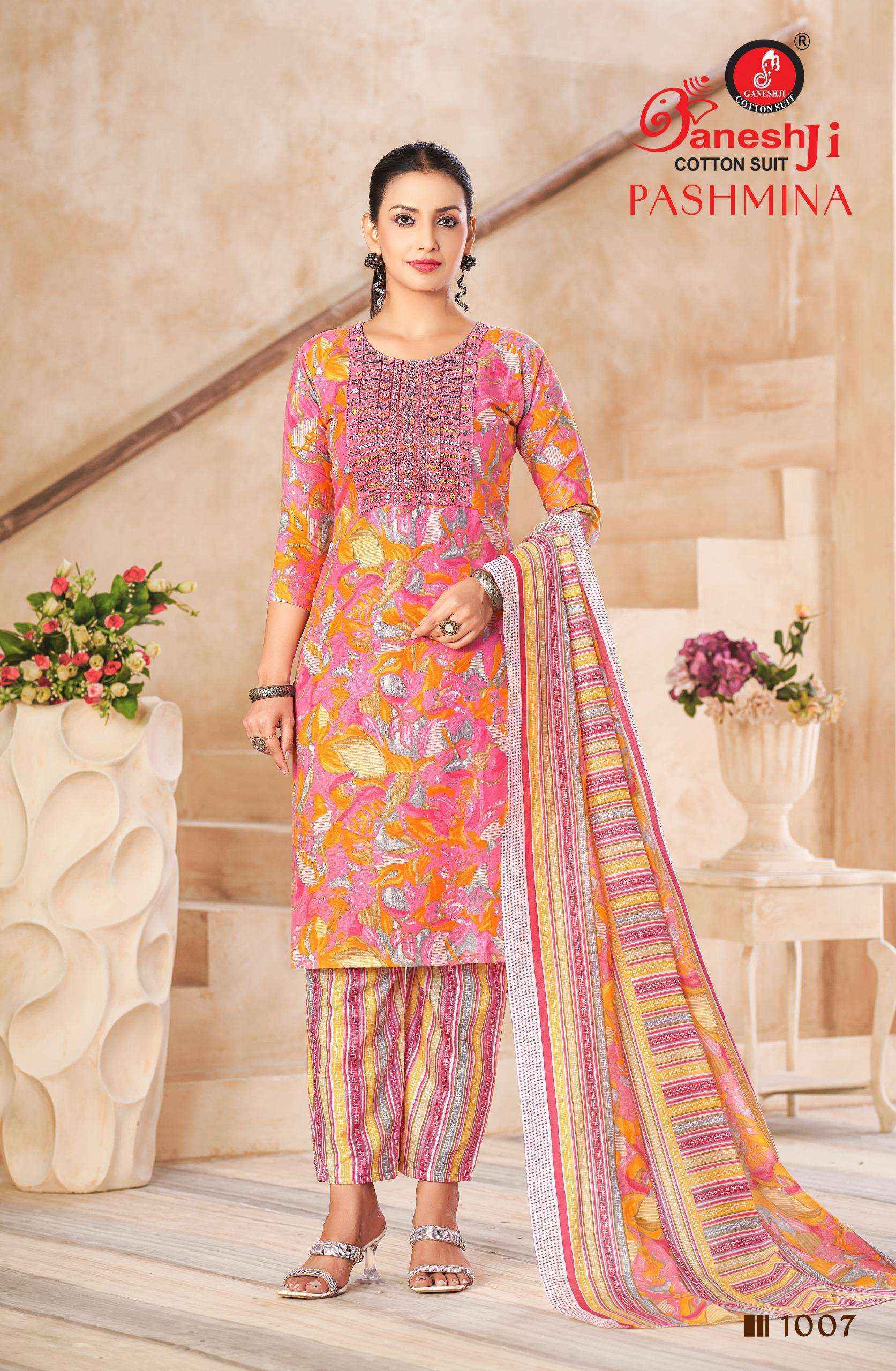 Ganesh ji Pashmina Vol-1 Cotton Dress Material (8 pcs Catalogue)