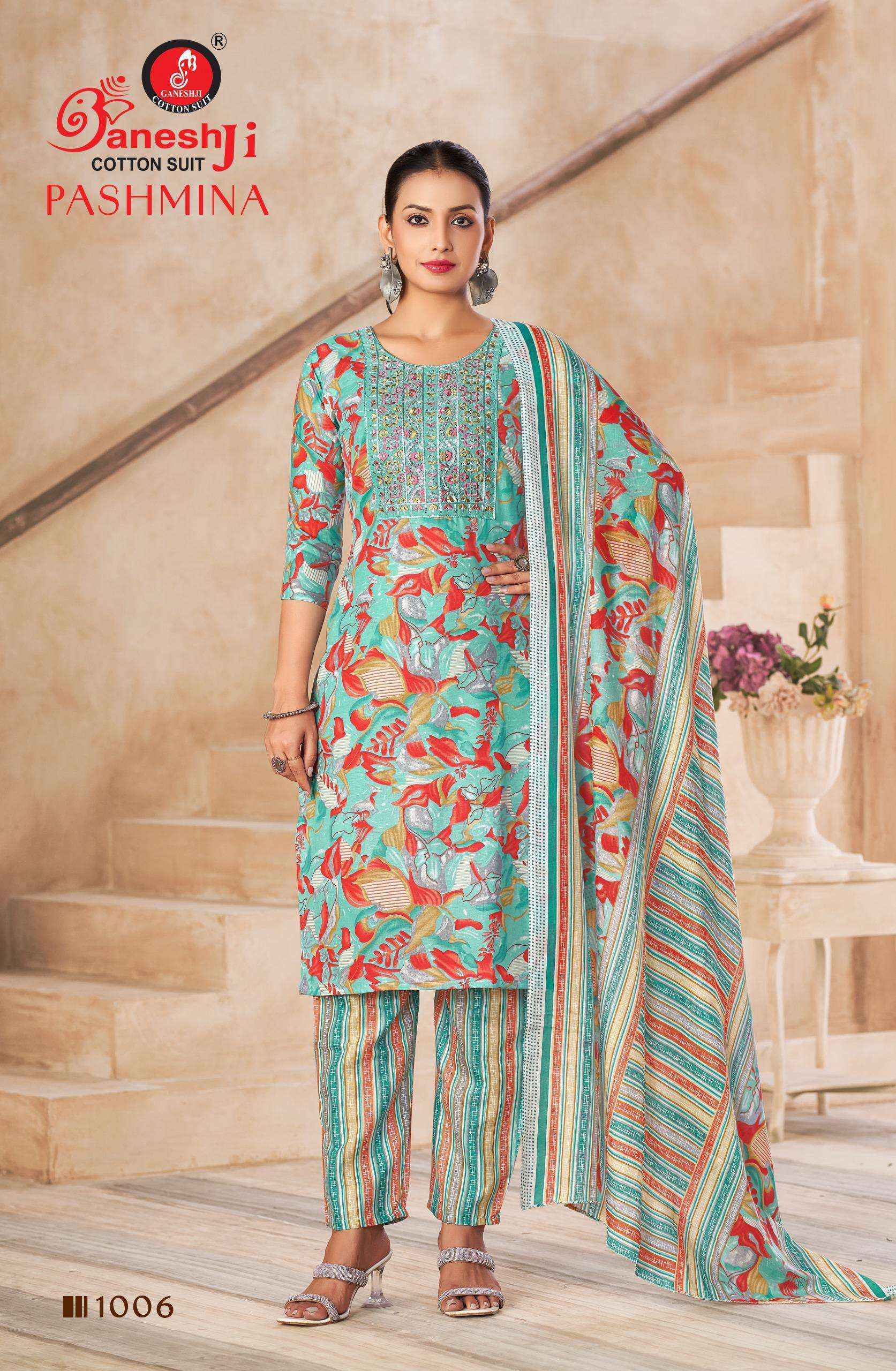 Ganesh ji Pashmina Vol-1 Cotton Dress Material (8 pcs Catalogue)