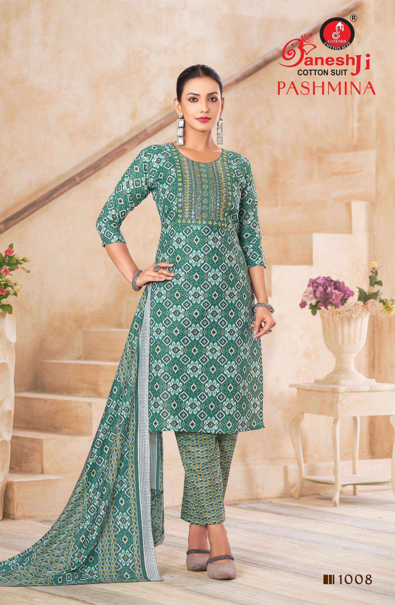 Ganesh ji Pashmina Vol-1 Cotton Dress Material (8 pcs Catalogue)