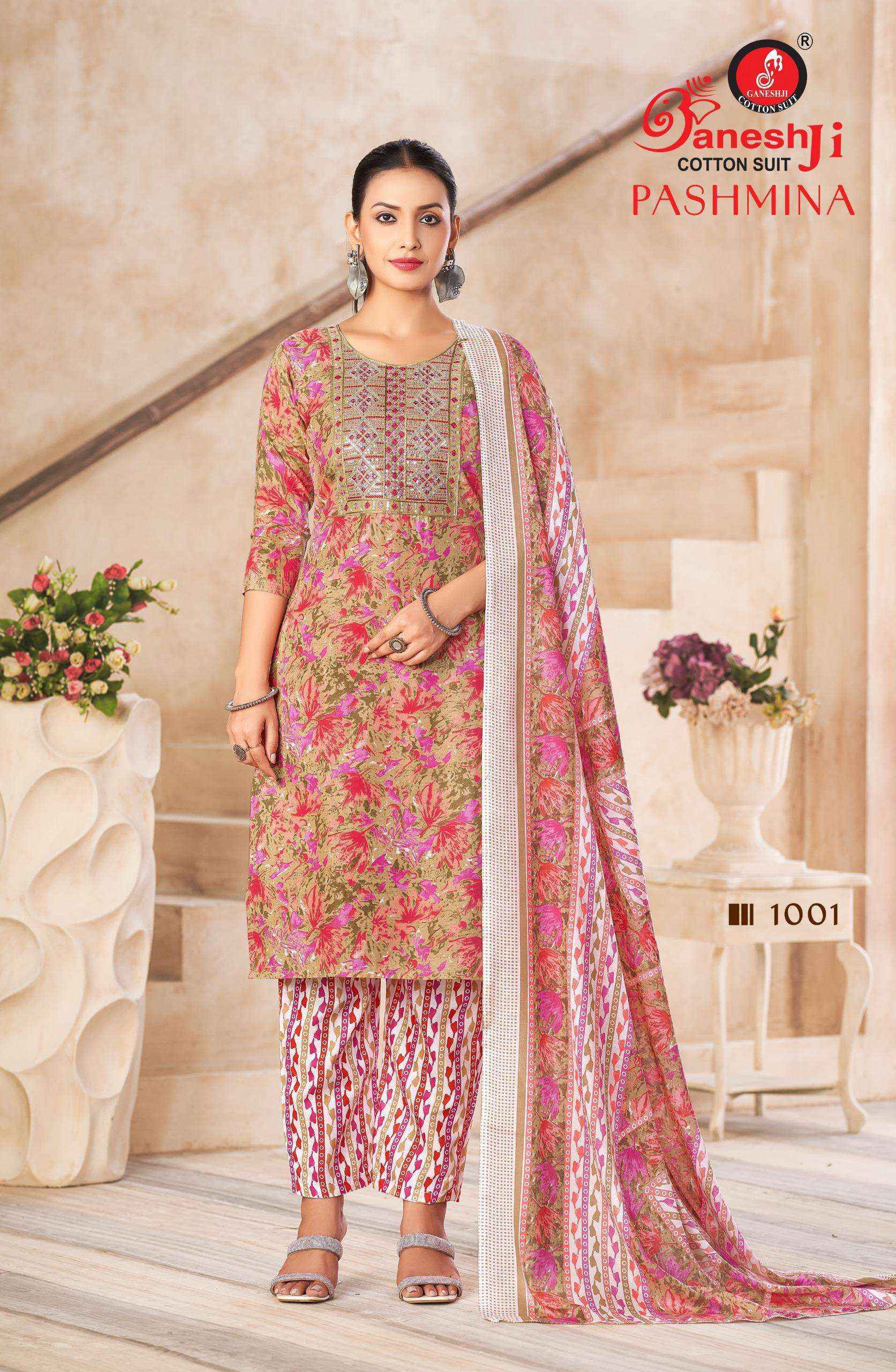Ganesh ji Pashmina Vol-1 Cotton Dress Material (8 pcs Catalogue)