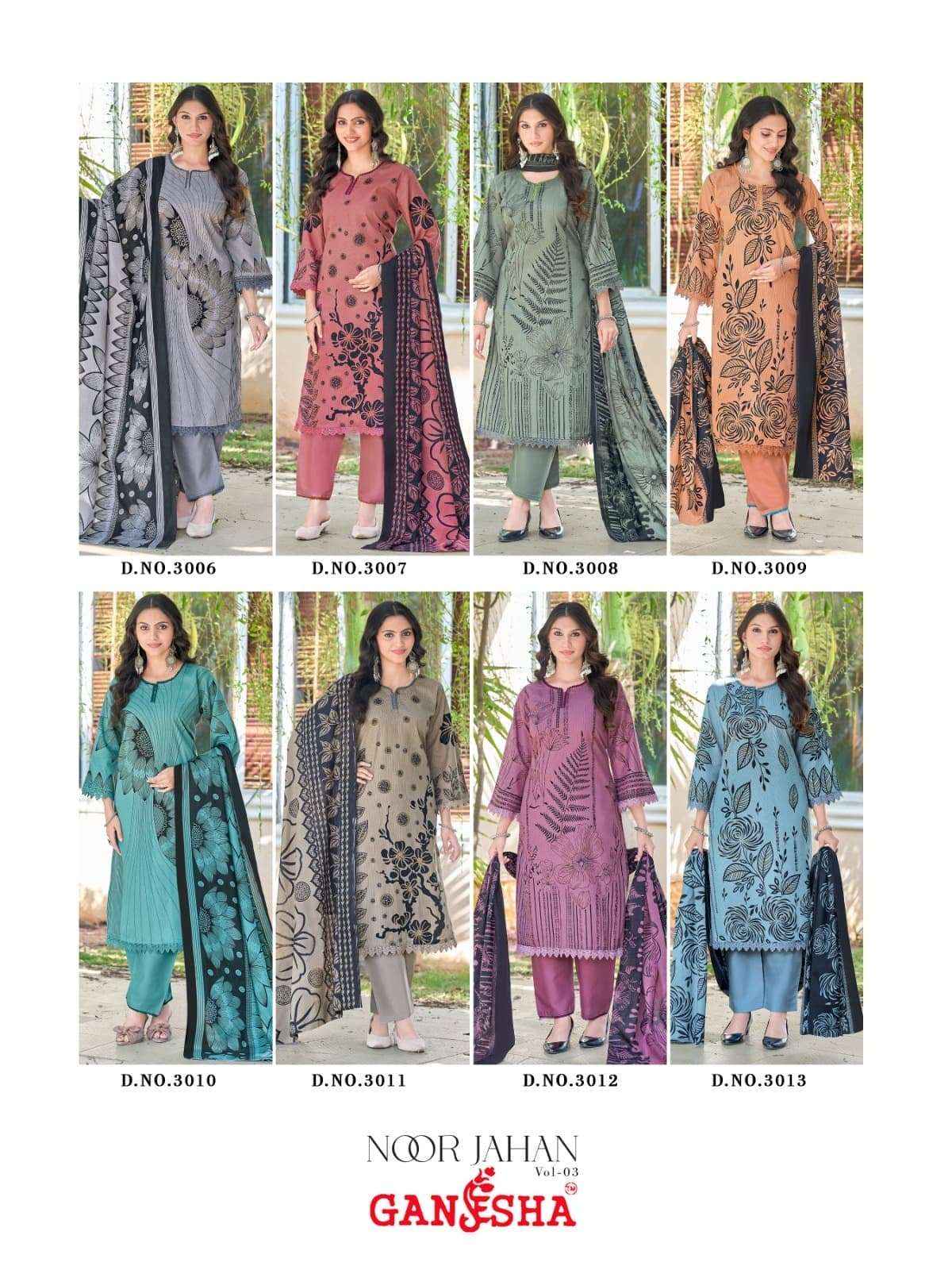 Ganesha Noor Jahan Vol-3 Cotton Readymade Suit (8 pcs Catalogue)