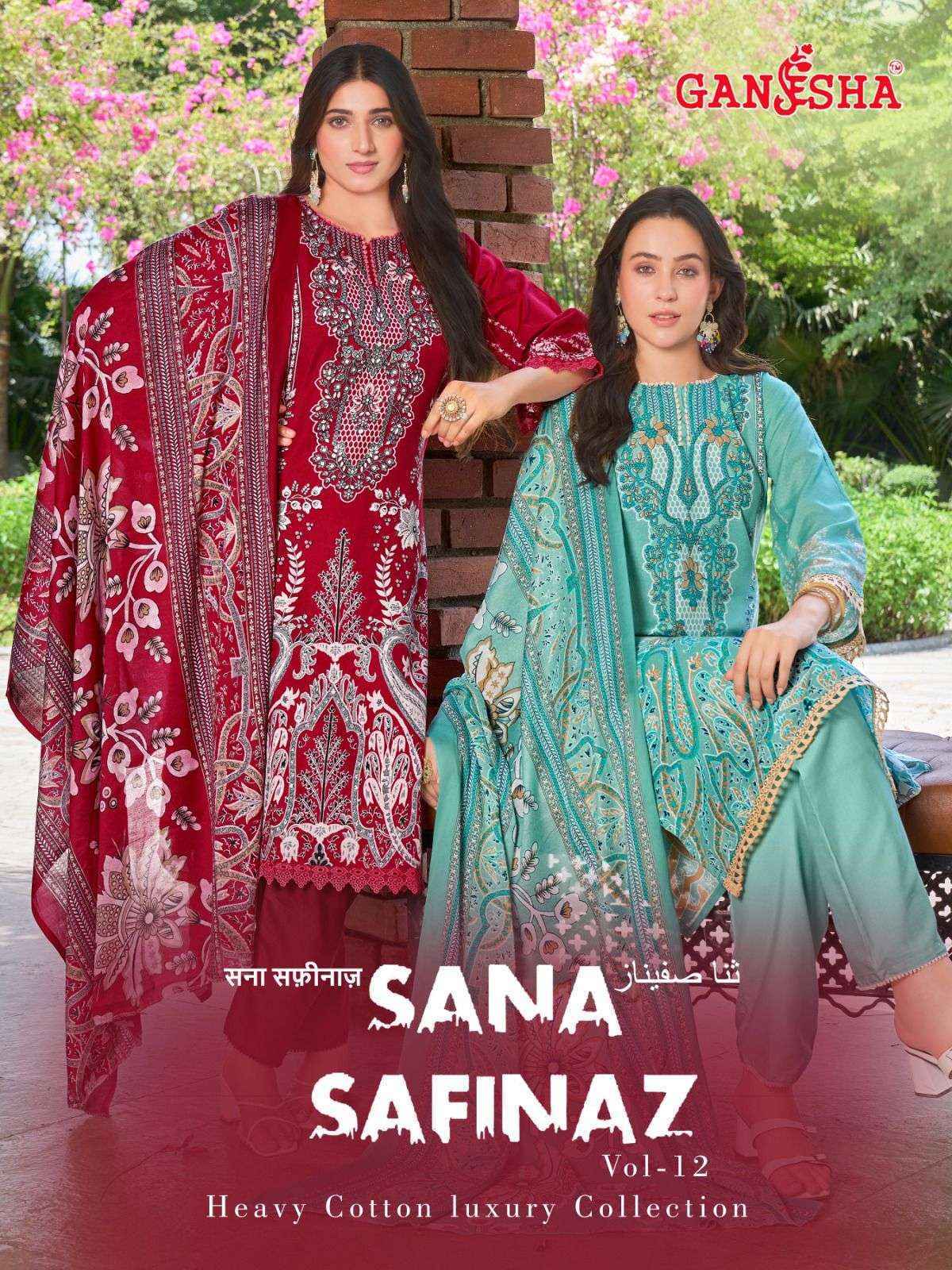 Ganesha Sana Safinaz Vol-12 Cotton Dress Material (8 pcs Catalogue)