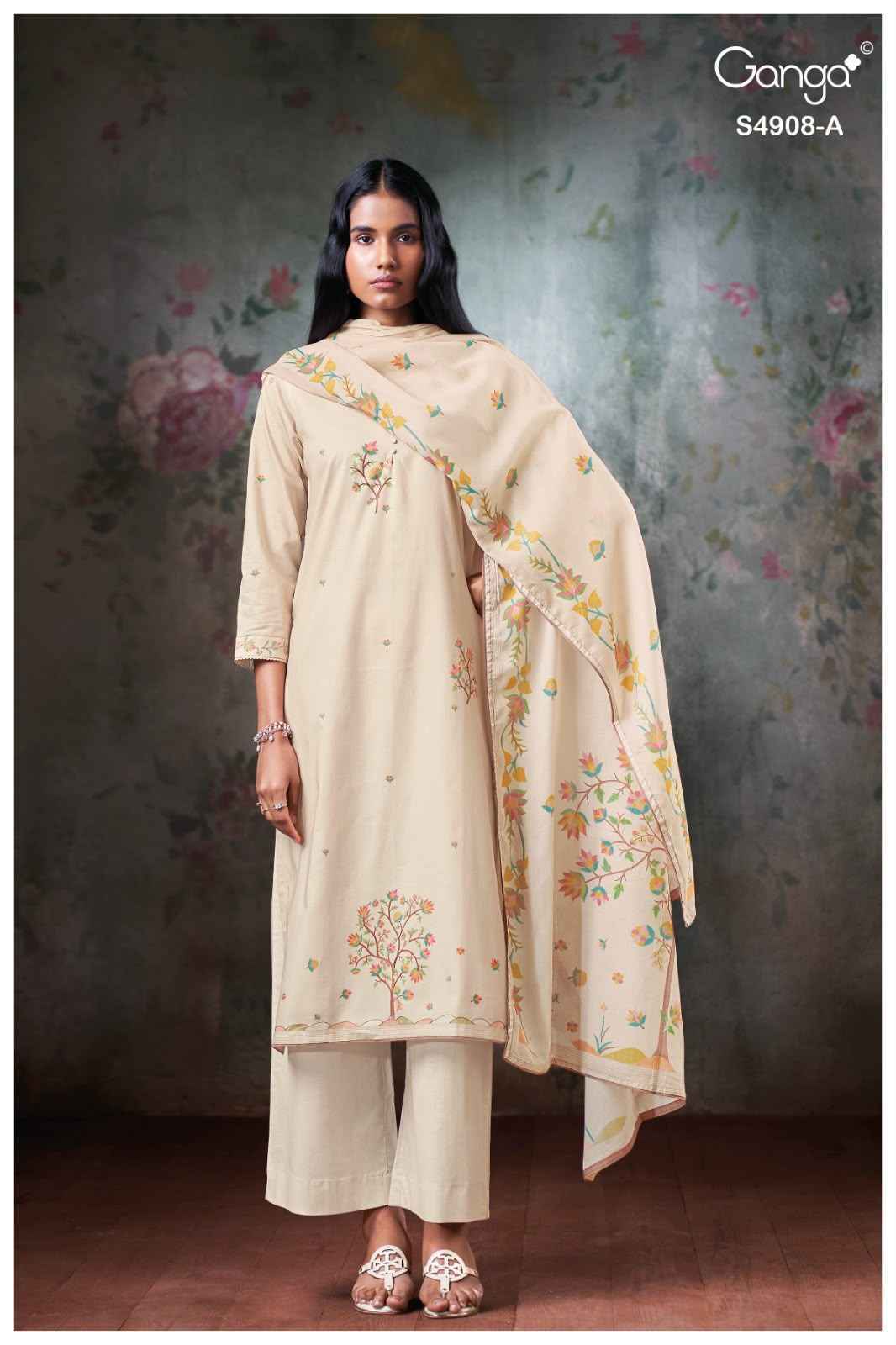 Ganga Elyndria-4908 Cotton Dress Material (4 pcs Catalogue)