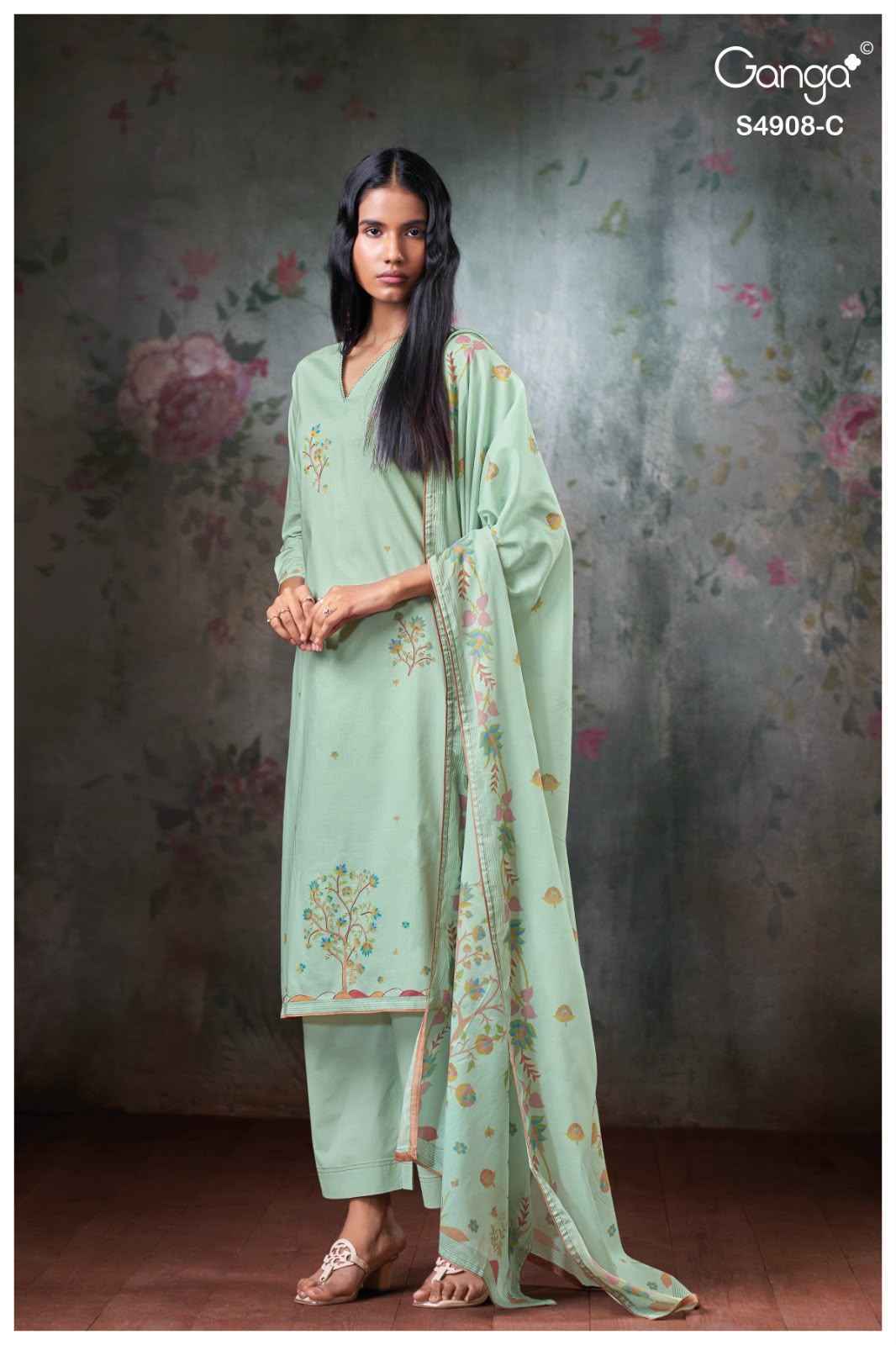 Ganga Elyndria-4908 Cotton Dress Material (4 pcs Catalogue)
