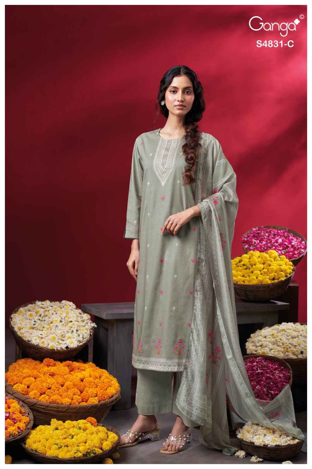 Ganga Iramika-4831 Cotton Dress Material (4 pcs Catalogue)