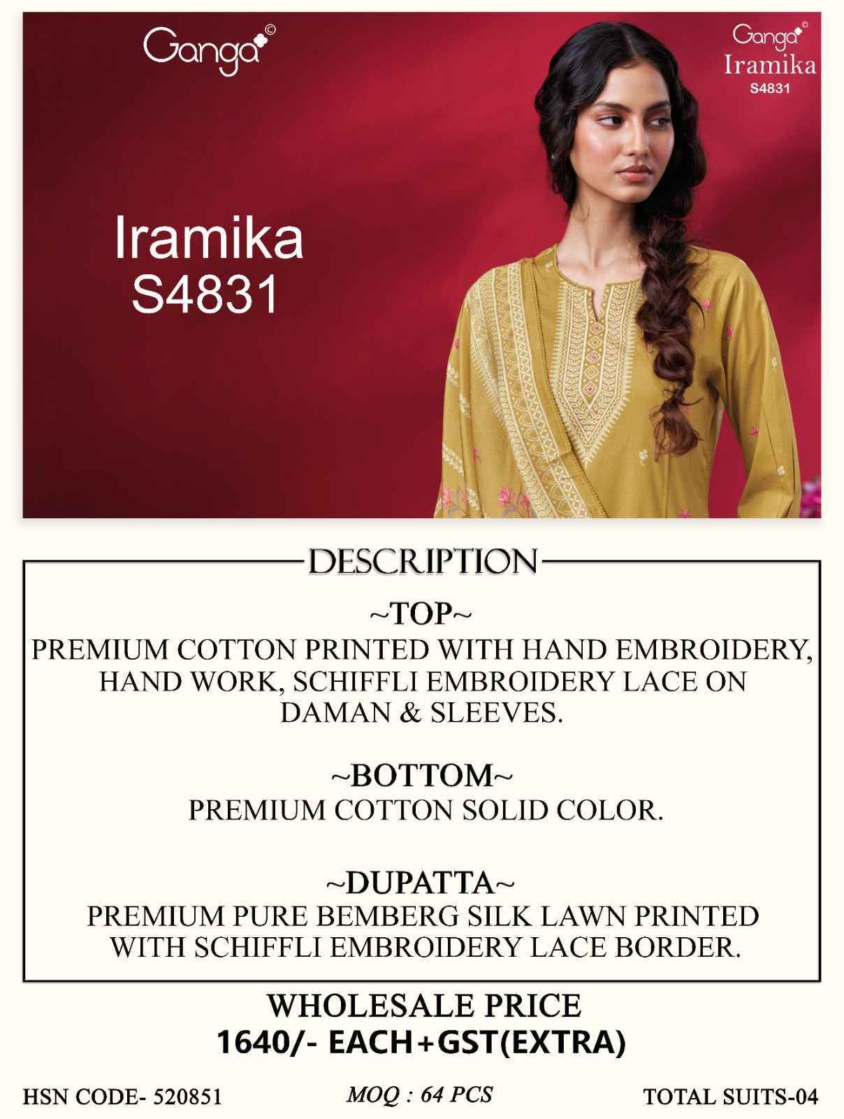 Ganga Iramika-4831 Cotton Dress Material (4 pcs Catalogue)