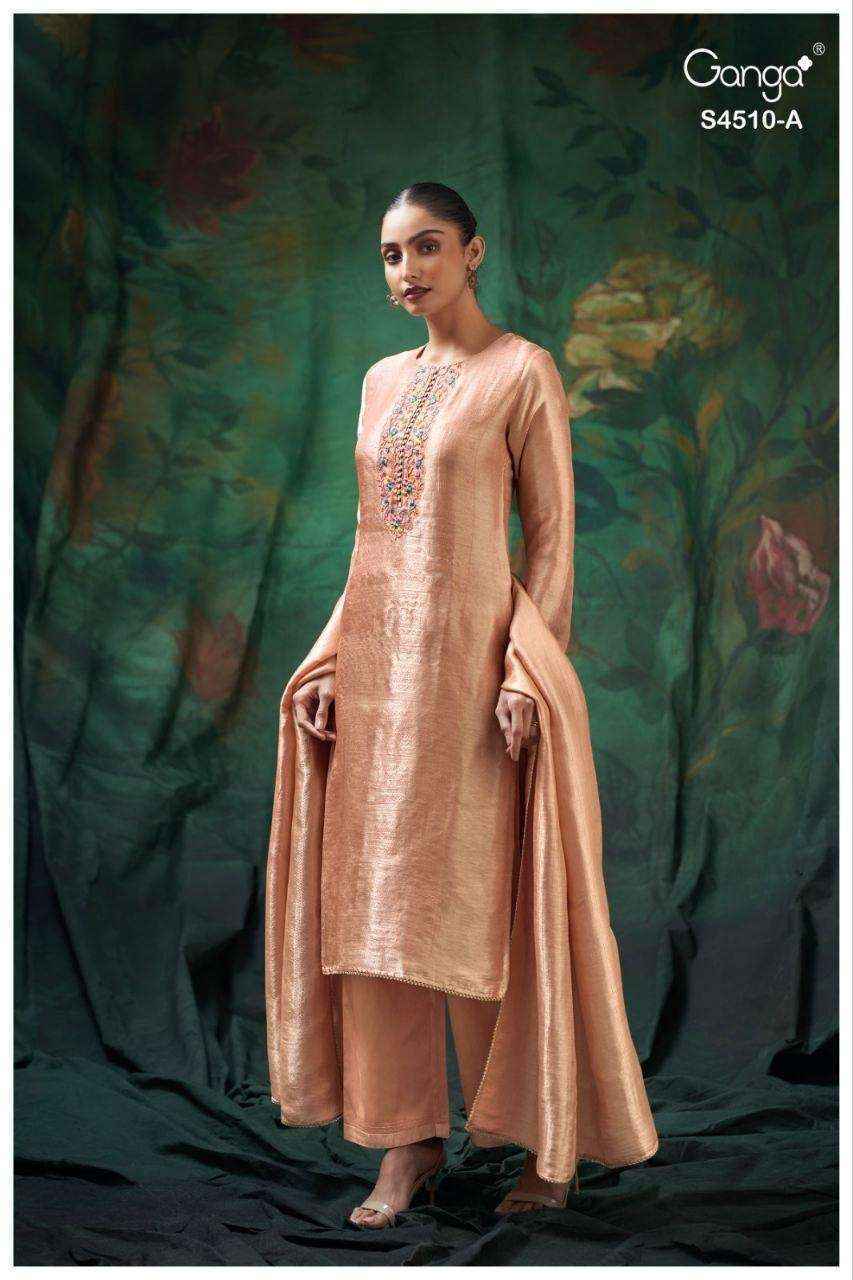 Ganga Jeyra-4510 Silk Jacquard Dress Material (3 pcs Catalogue)