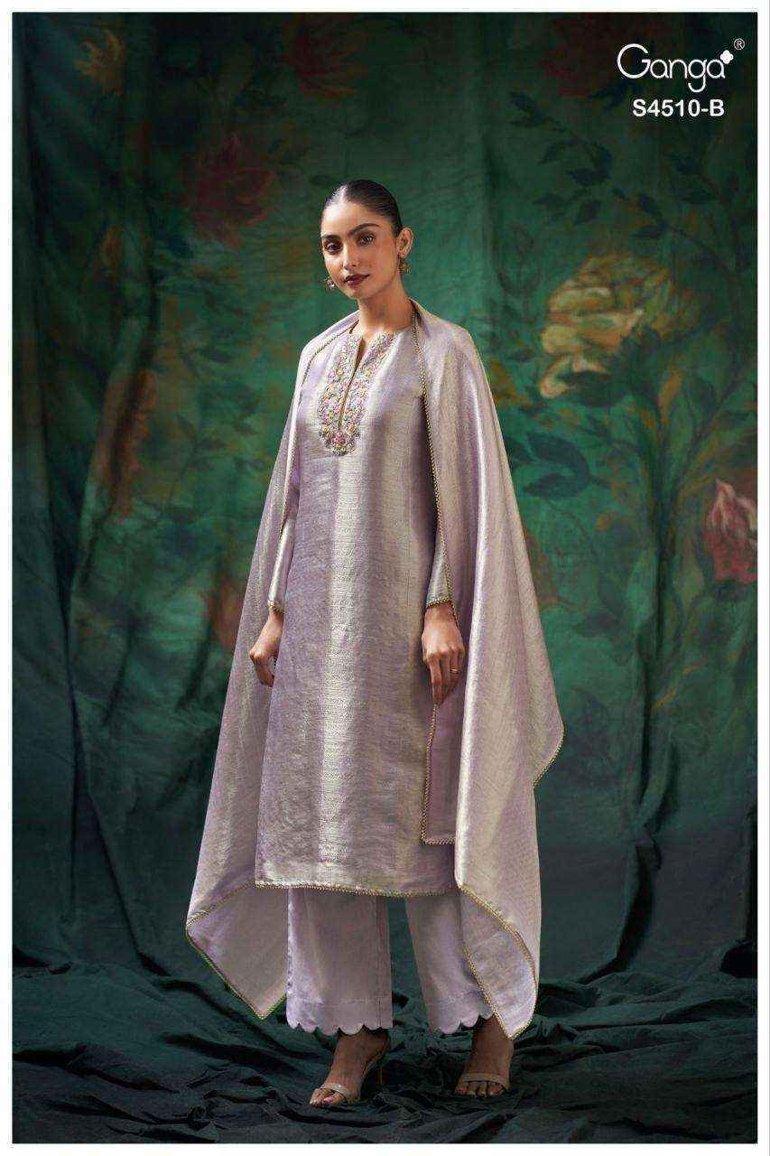 Ganga Jeyra-4510 Silk Jacquard Dress Material (3 pcs Catalogue)