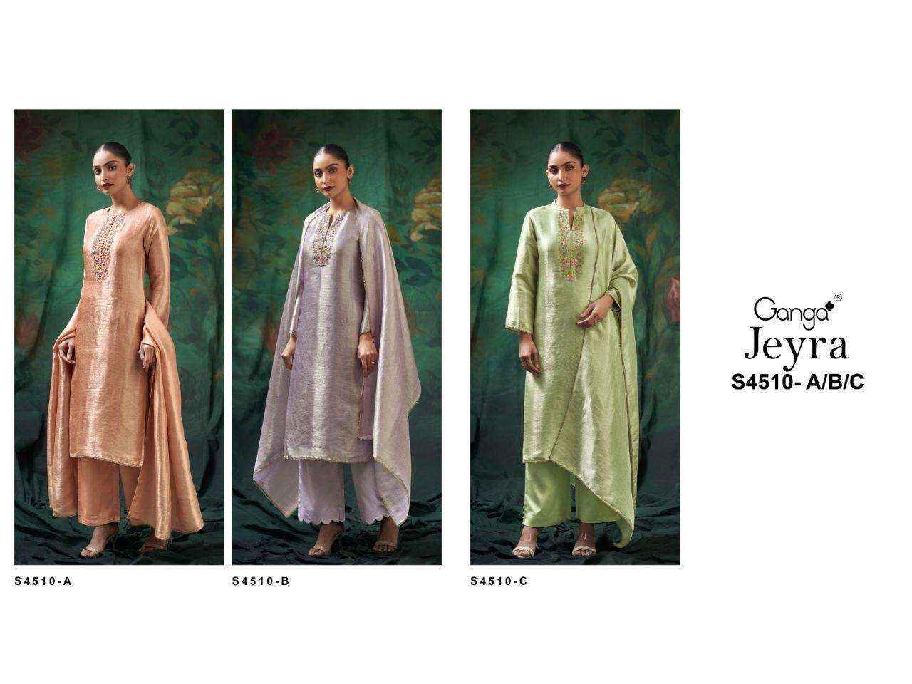 Ganga Jeyra-4510 Silk Jacquard Dress Material (3 pcs Catalogue)