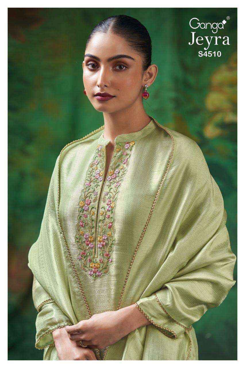 Ganga Jeyra-4510 Silk Jacquard Dress Material (3 pcs Catalogue)