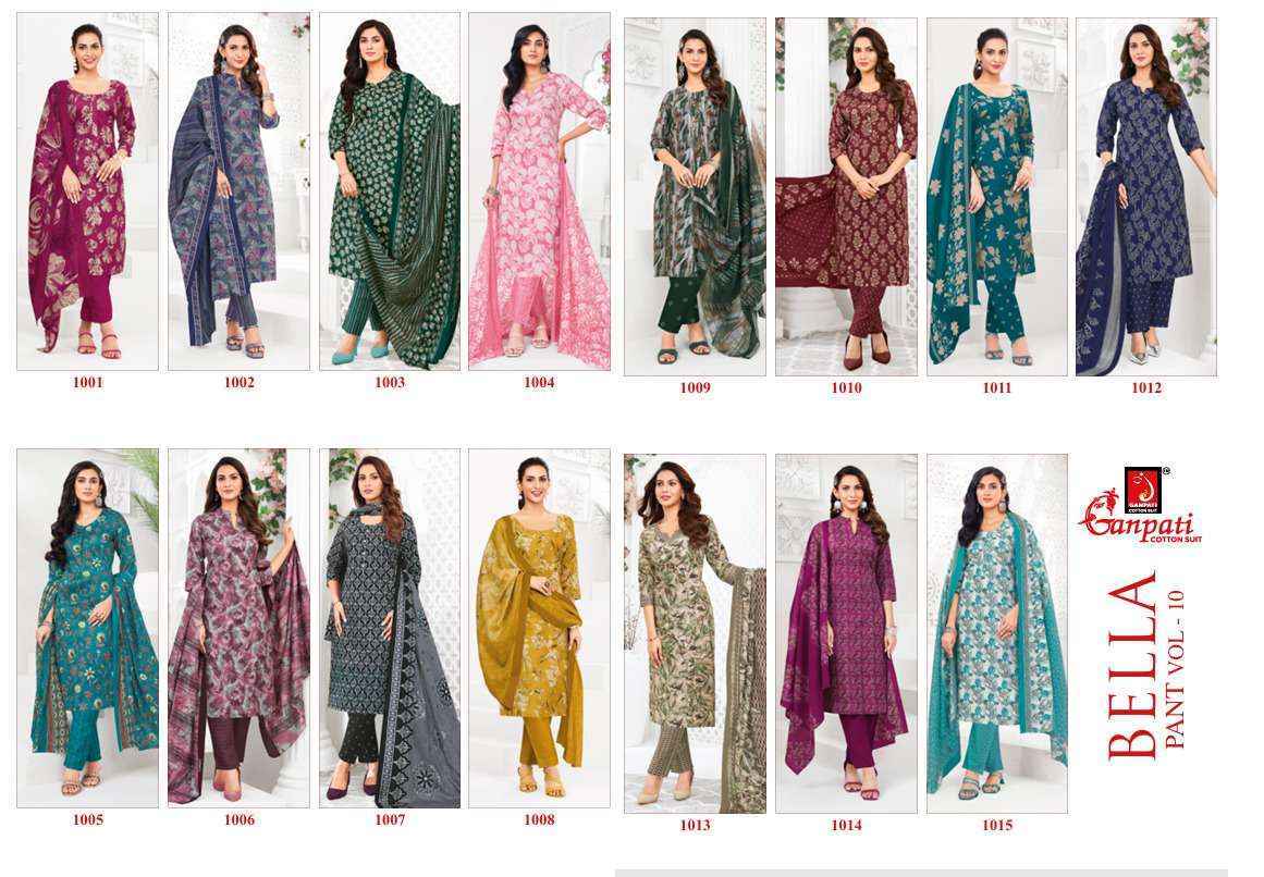 Ganpati Bella Patiyala Vol-10 Readymade Cotton Dress (15 pcs Catalogue)