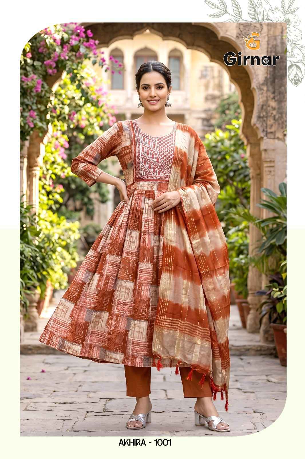 Girnar Akhira Vol-1 Vertican Foil Readymade Suit (8 pcs Catalogue)
