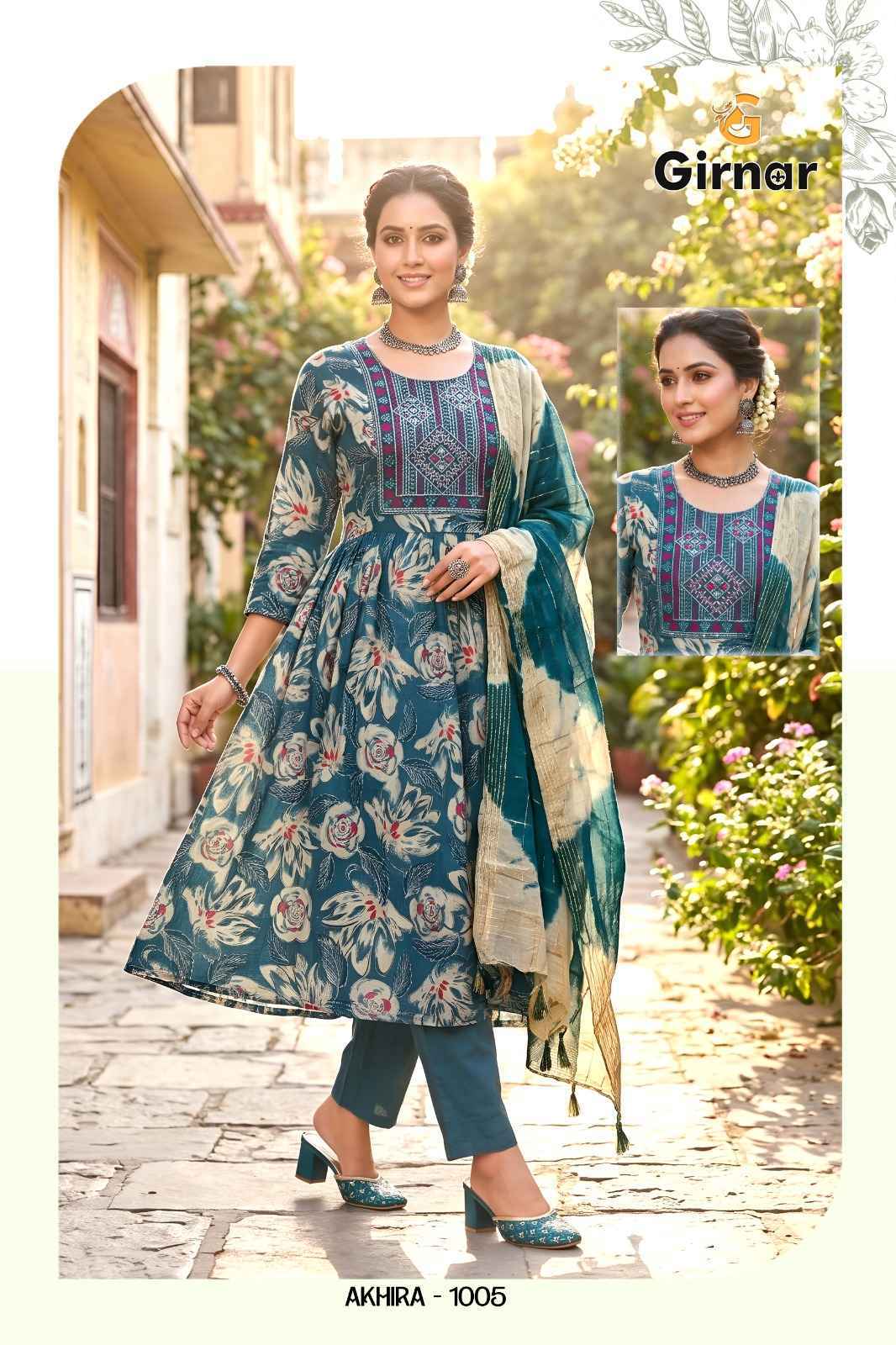 Girnar Akhira Vol-1 Vertican Foil Readymade Suit (8 pcs Catalogue)
