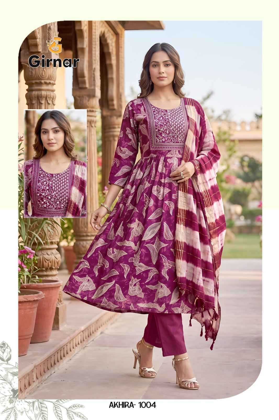 Girnar Akhira Vol-1 Vertican Foil Readymade Suit (8 pcs Catalogue)