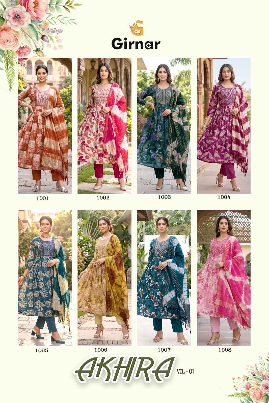 Girnar Akhira Vol-1 Vertican Foil Readymade Suit (8 pcs Catalogue)