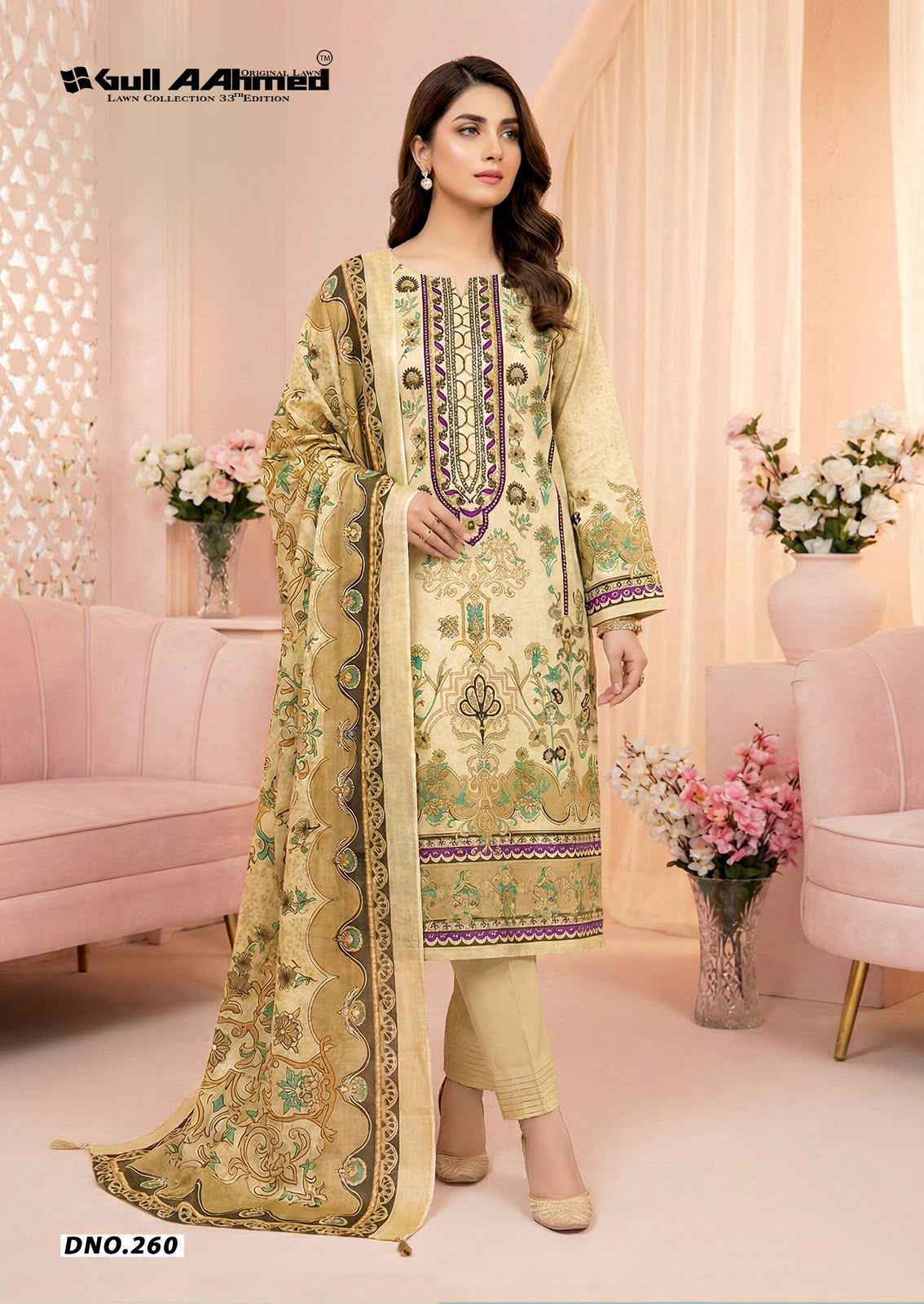 Gull Ahmed Lawn Collection Vol-33 Cambric Cotton Dress Material (6 Pc Catalouge)