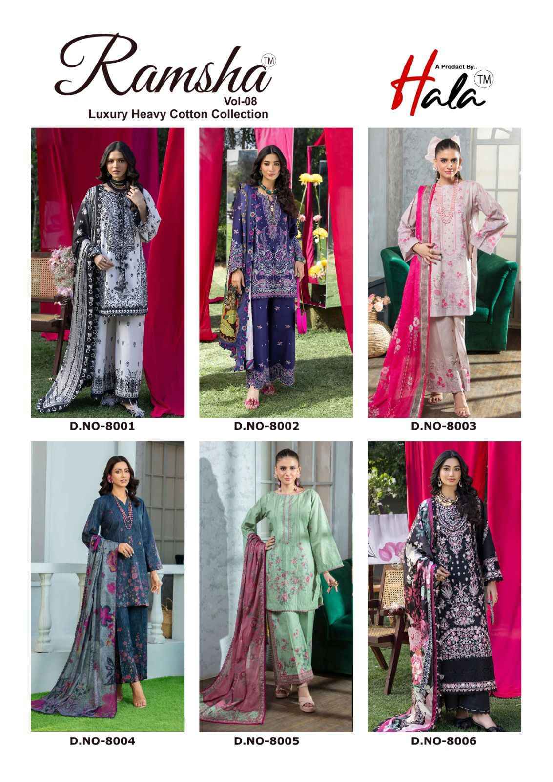 Hala Ramsha Vol-8 Cotton Dress Material (6 pcs Catalogue)