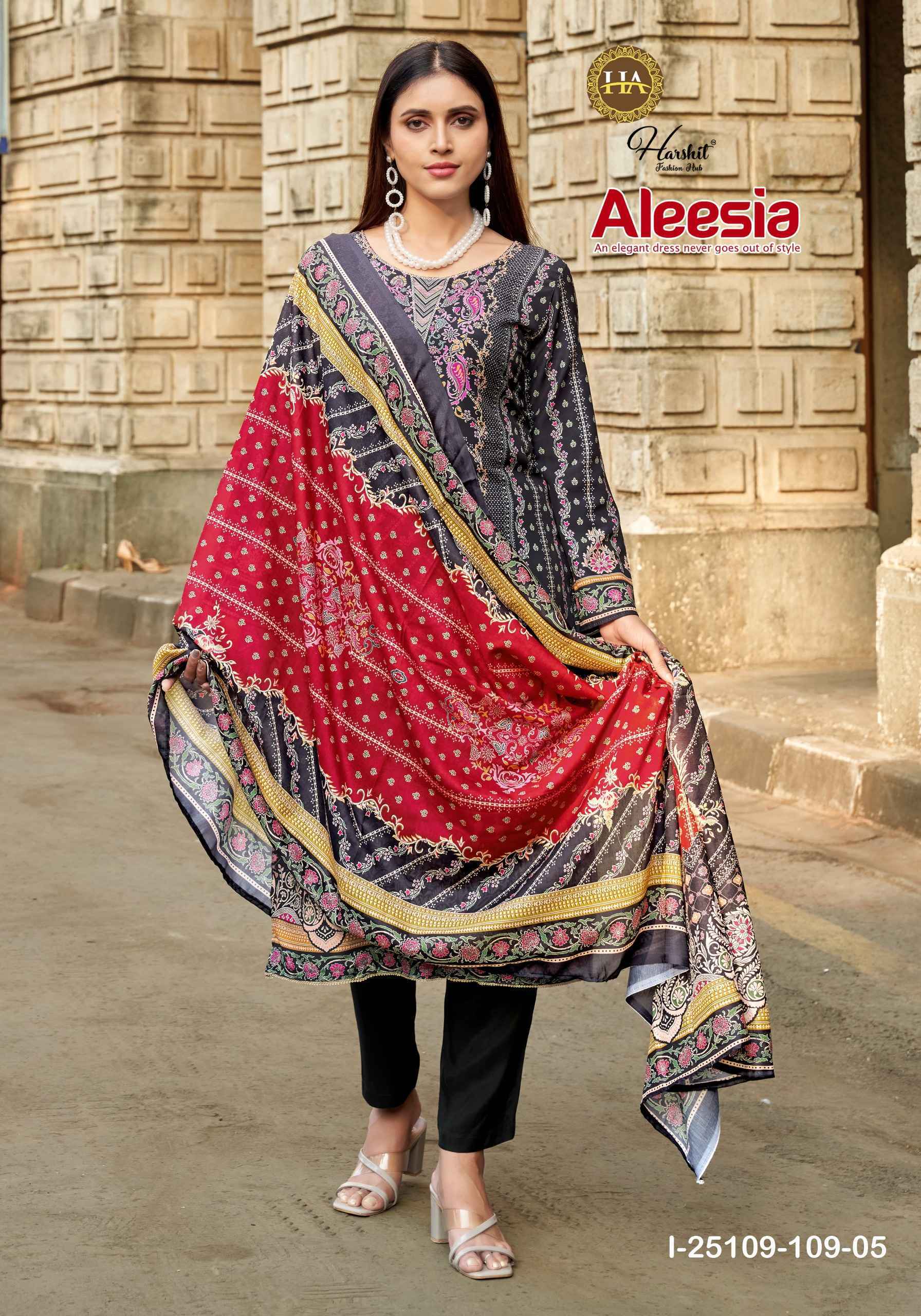 Harshit Fashion Aleesa Maslin Dress Material (6 pcs Catalogue)