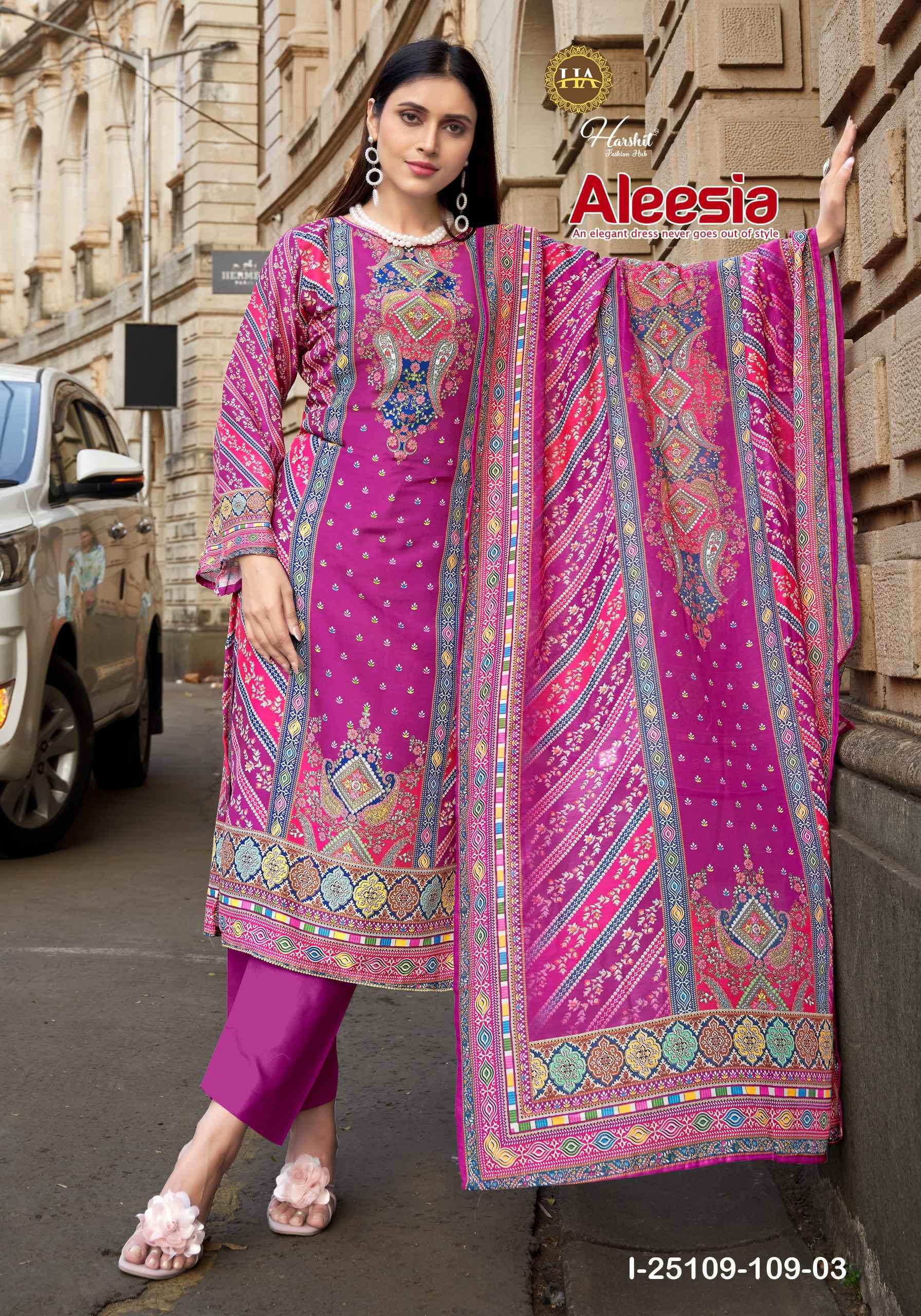 Harshit Fashion Aleesa Maslin Dress Material (6 pcs Catalogue)