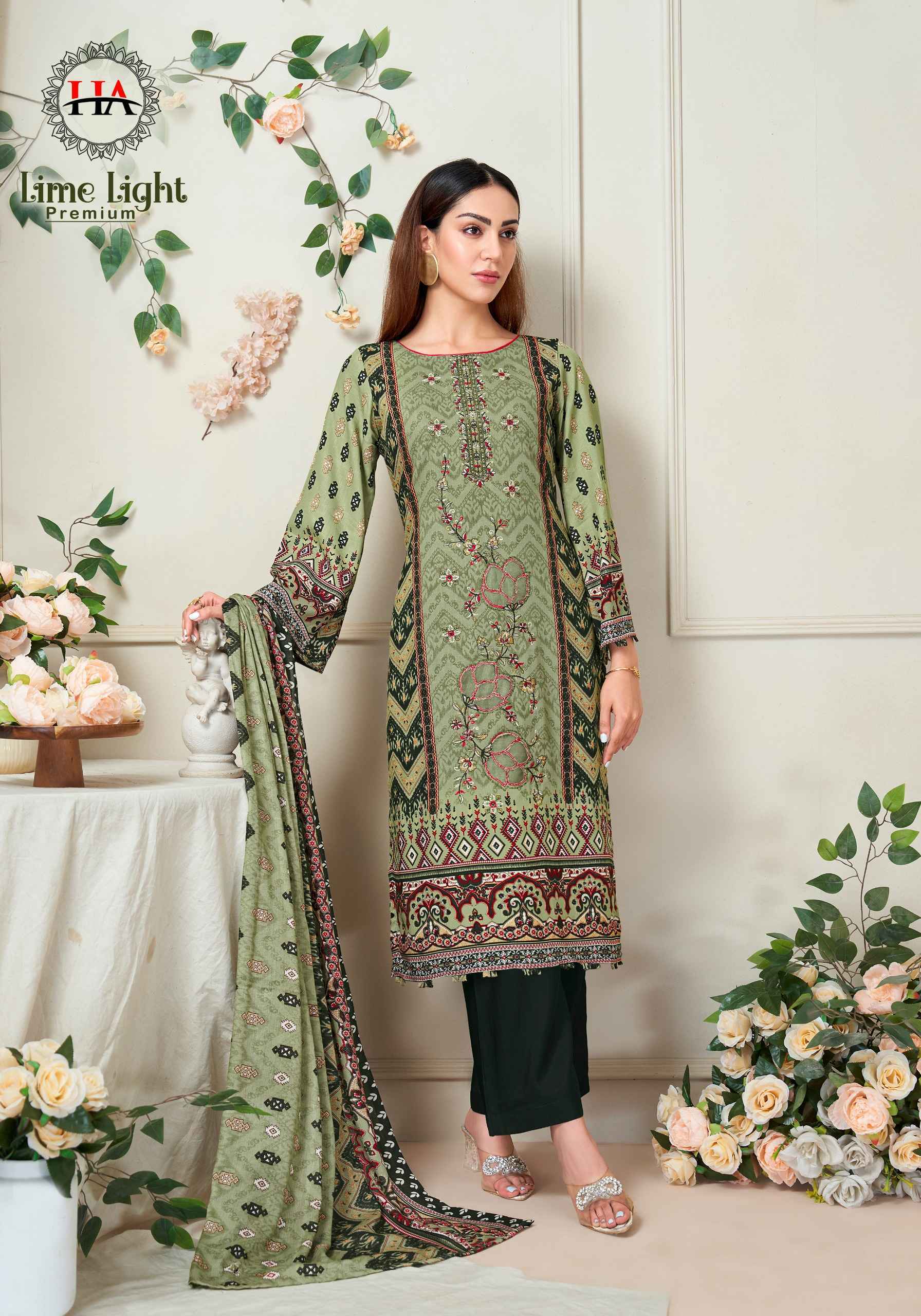Harshit Fashion Lime Light Premium Viscose Reyon Dress Material (6 pcs Catalogue)