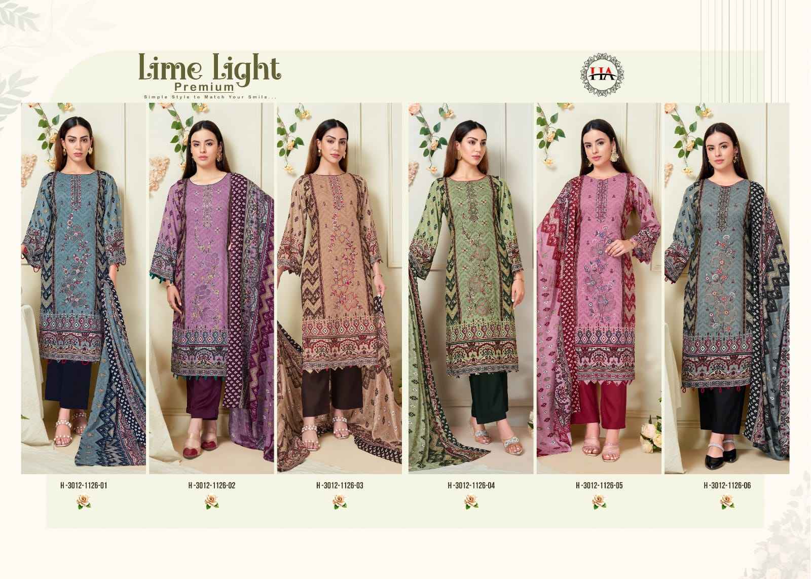 Harshit Fashion Lime Light Premium Viscose Reyon Dress Material (6 pcs Catalogue)