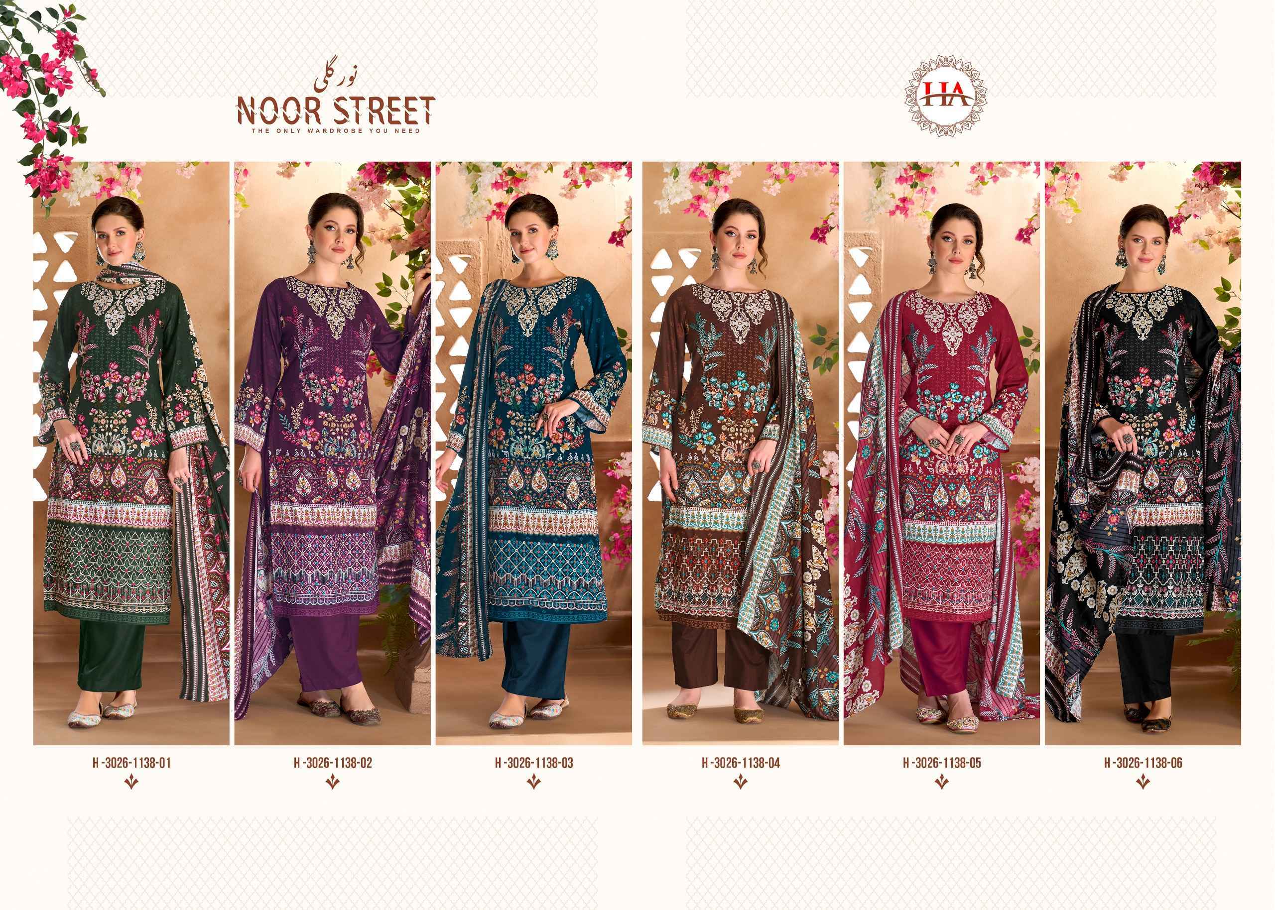 Harshit Fashion Noor Street Viscose Reyon Dress Material (6 pcs Catalogue)