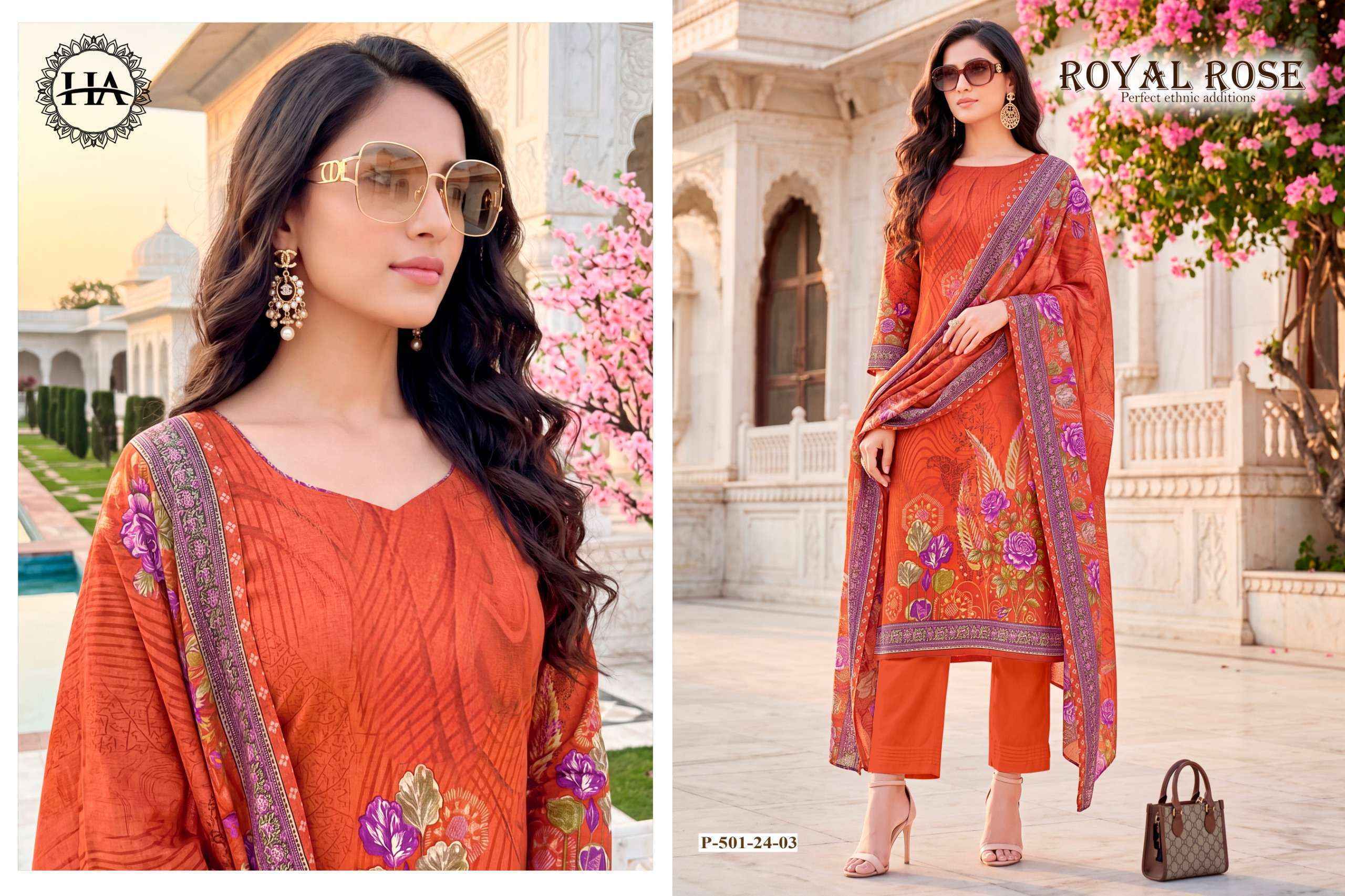 Harshit Fashion Royal Rose Jam Cotton Dress Material (4 pcs Catalogue)