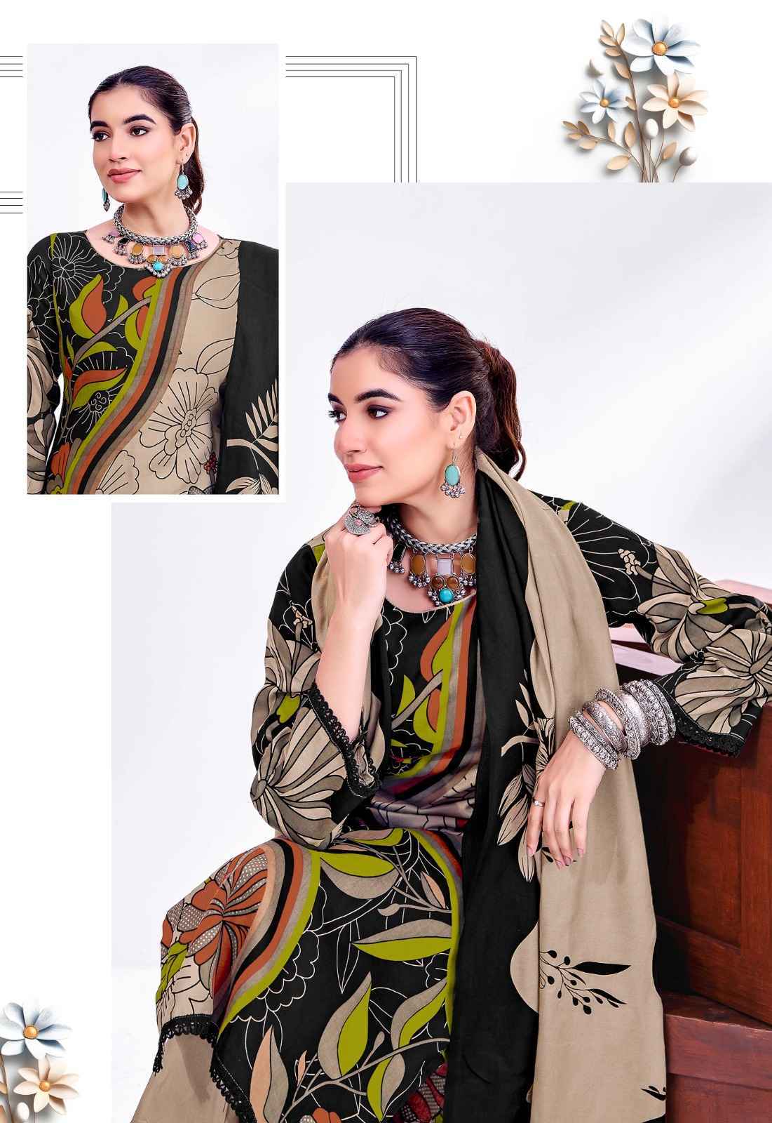 Jt Nigaar Vol-12 Rayon Dress Material (5 pcs Catalogue)