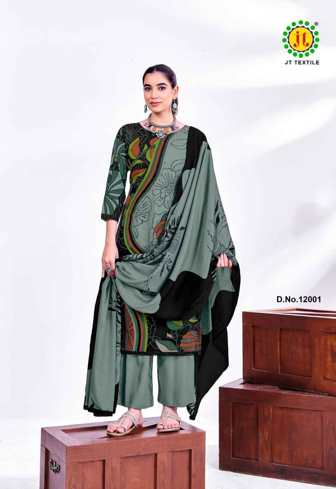 Jt Nigaar Vol-12 Rayon Dress Material (5 pcs Catalogue)