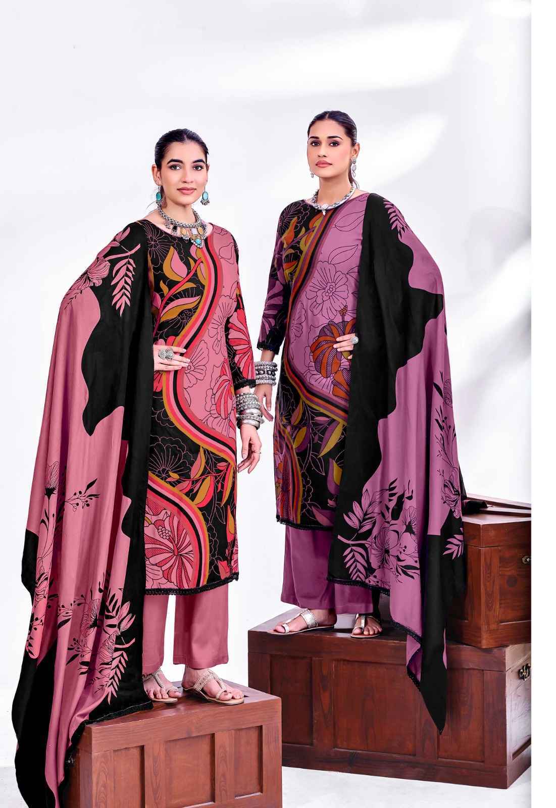 Jt Nigaar Vol-12 Rayon Dress Material (5 pcs Catalogue)