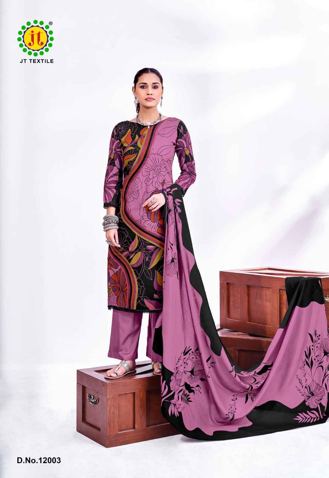 Jt Nigaar Vol-12 Rayon Dress Material (5 pcs Catalogue)