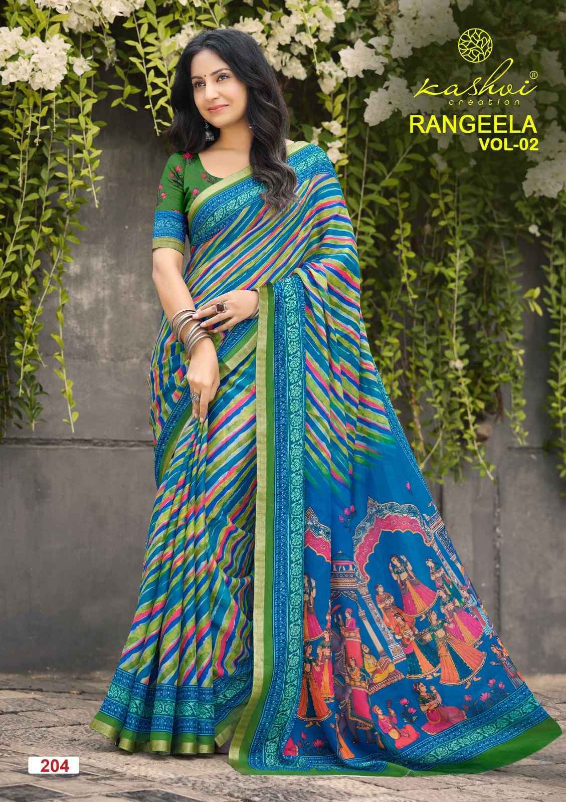 Kashvi Rangeela Vol-2 Dull Moss Saree (8 pcs Catalogue)