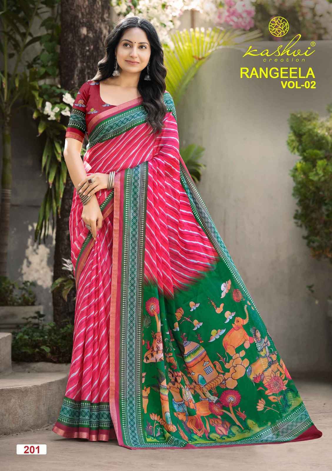 Kashvi Rangeela Vol-2 Dull Moss Saree (8 pcs Catalogue)