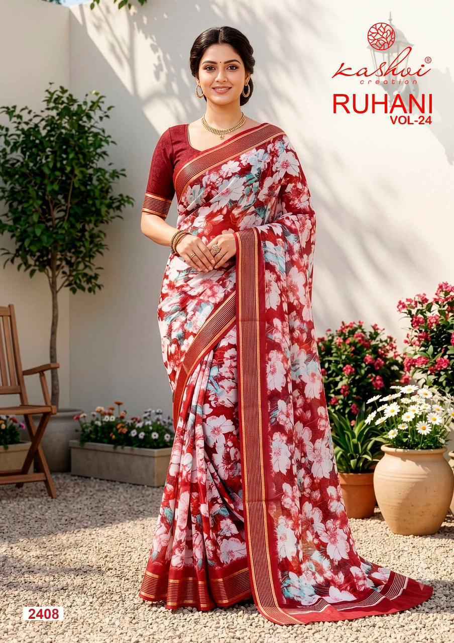 Kashvi Ruhani Vol-24 Dull Moss Saree (8 pcs Catalogue)