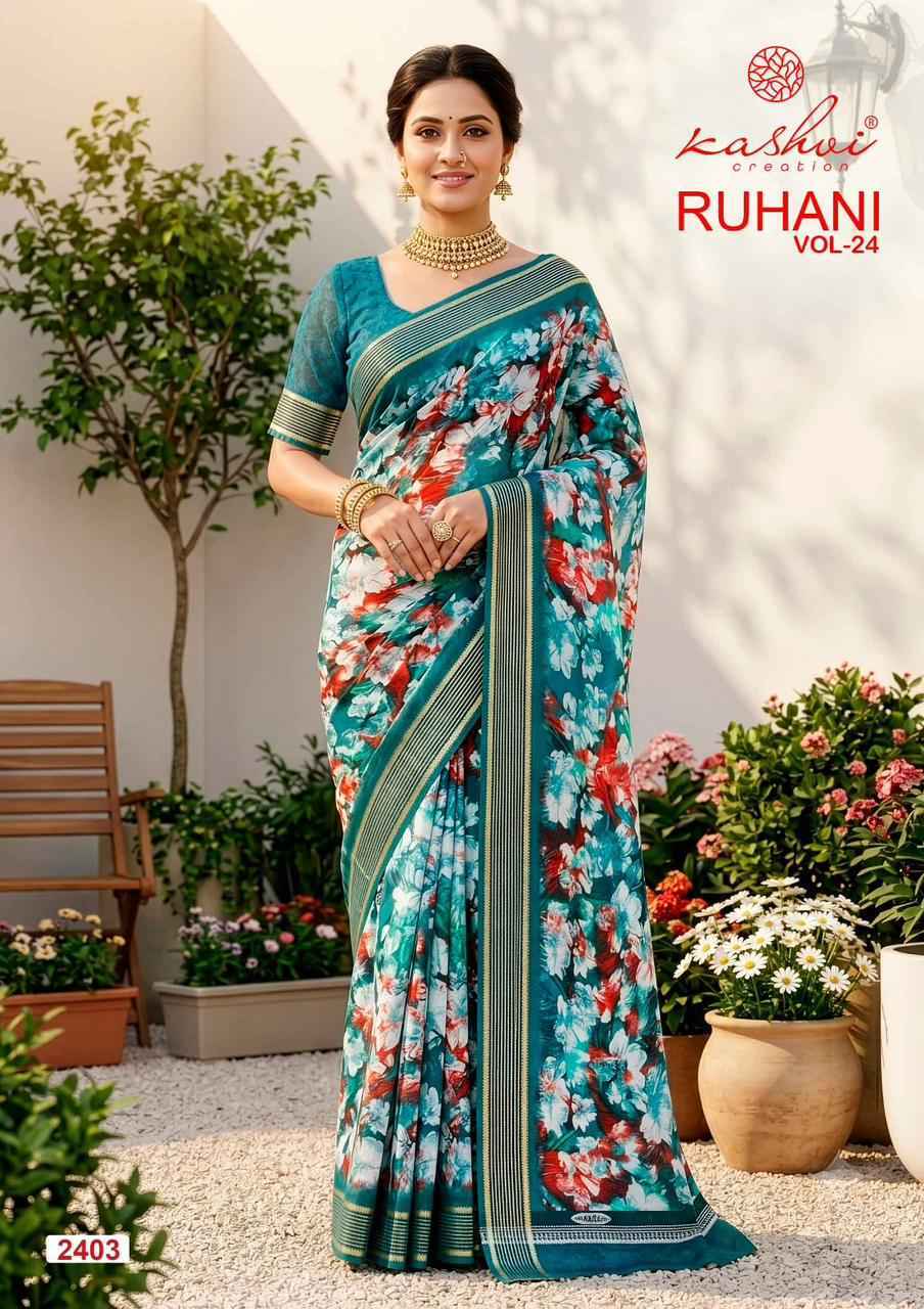 Kashvi Ruhani Vol-24 Dull Moss Saree (8 pcs Catalogue)