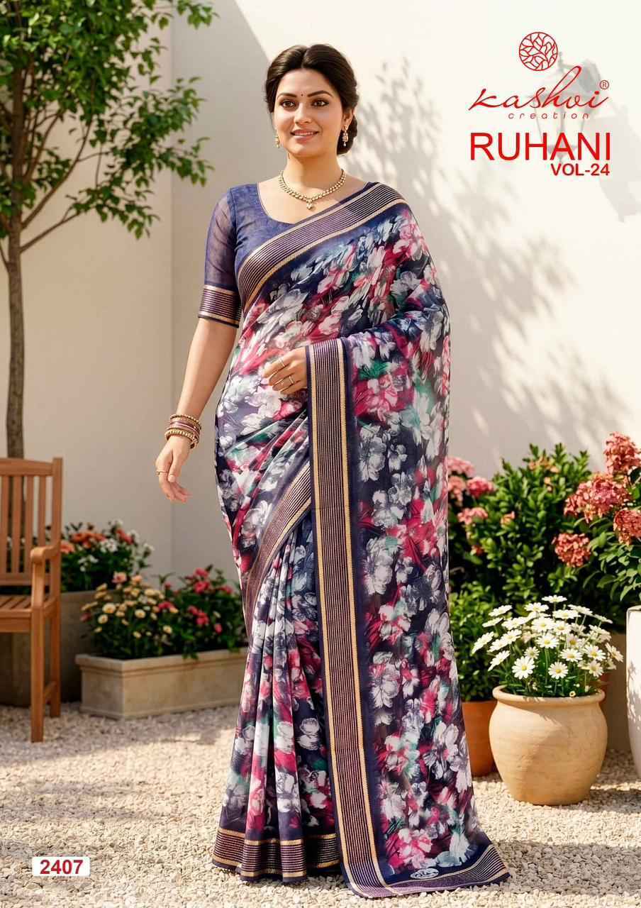 Kashvi Ruhani Vol-24 Dull Moss Saree (8 pcs Catalogue)