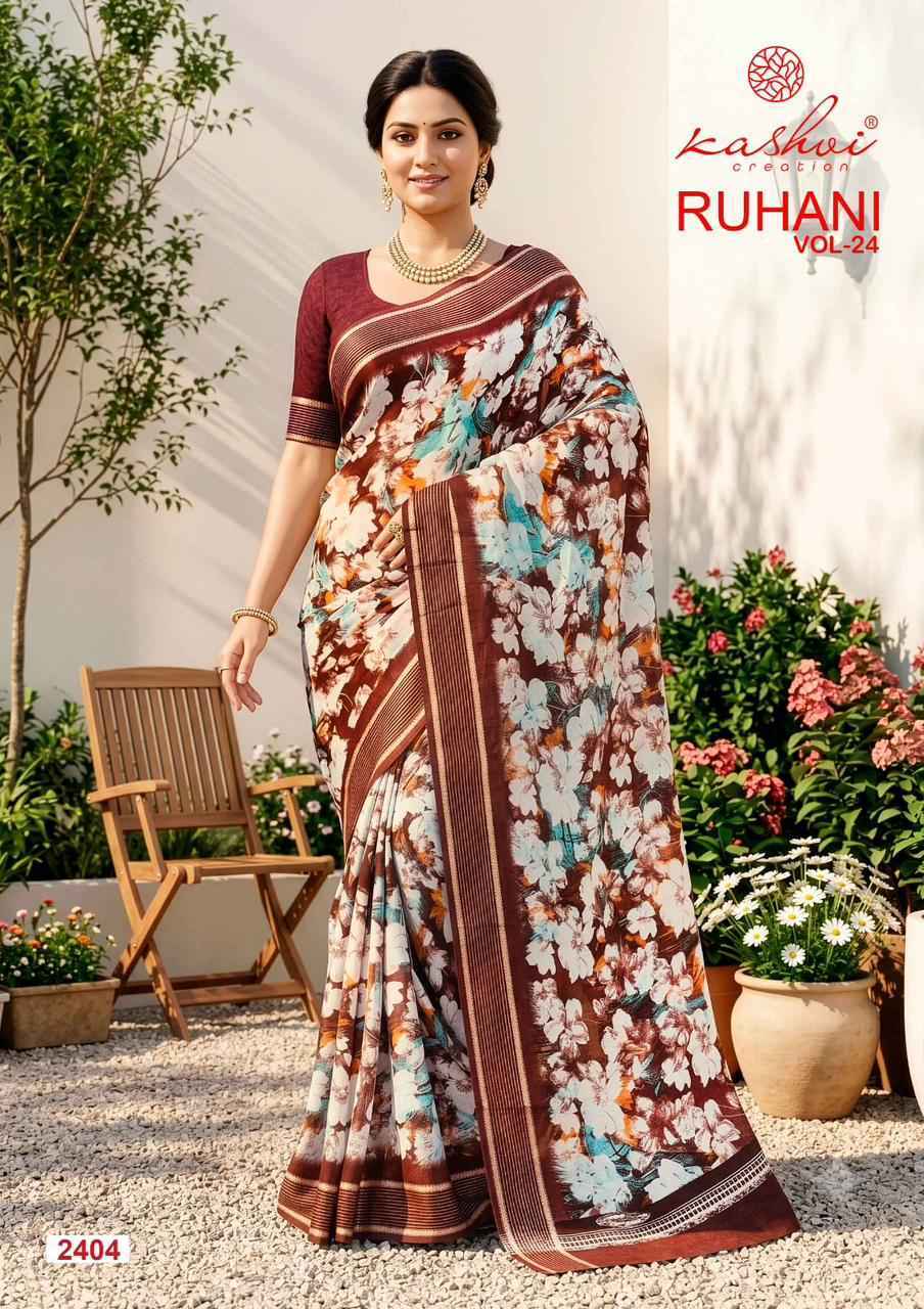 Kashvi Ruhani Vol-24 Dull Moss Saree (8 pcs Catalogue)