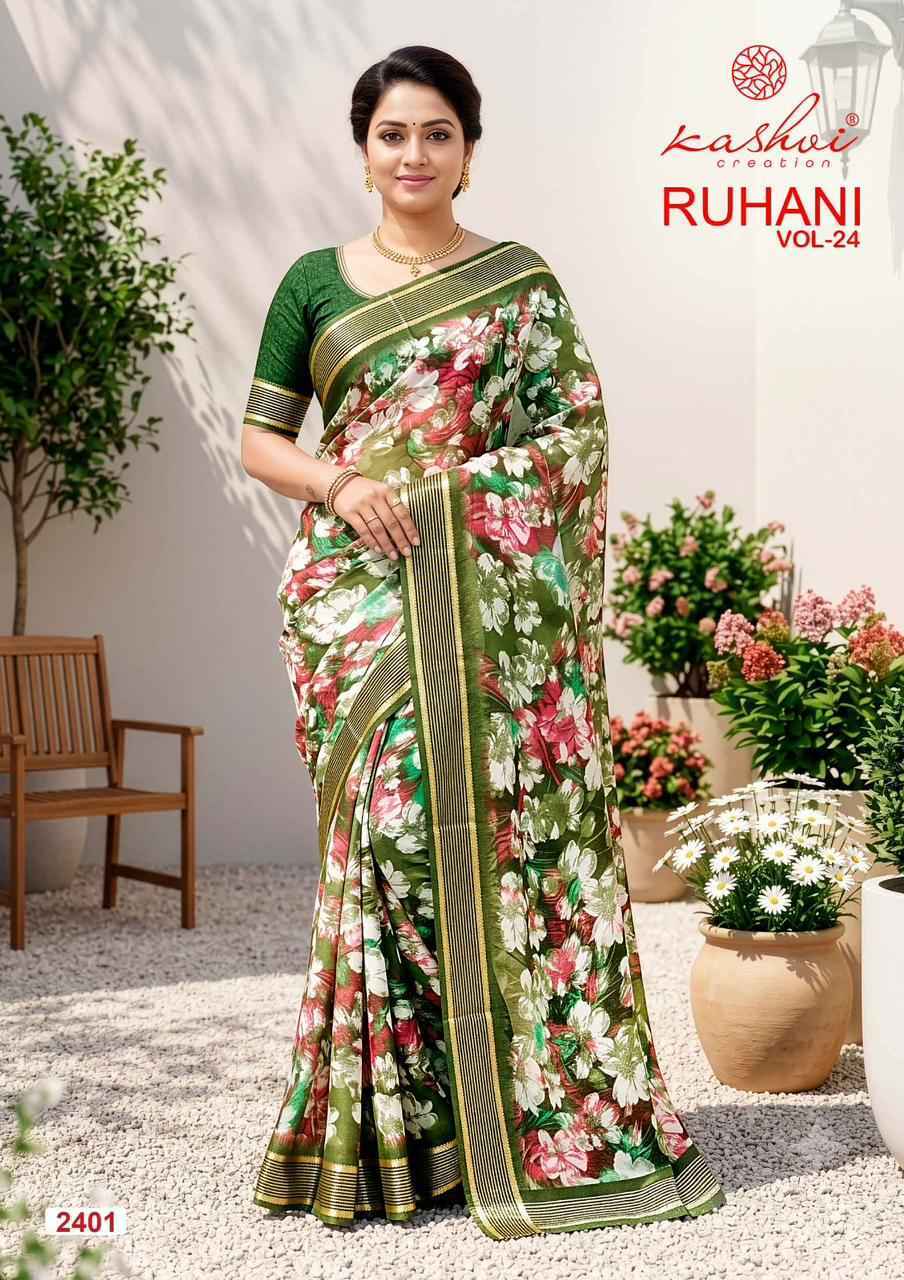 Kashvi Ruhani Vol-24 Dull Moss Saree (8 pcs Catalogue)