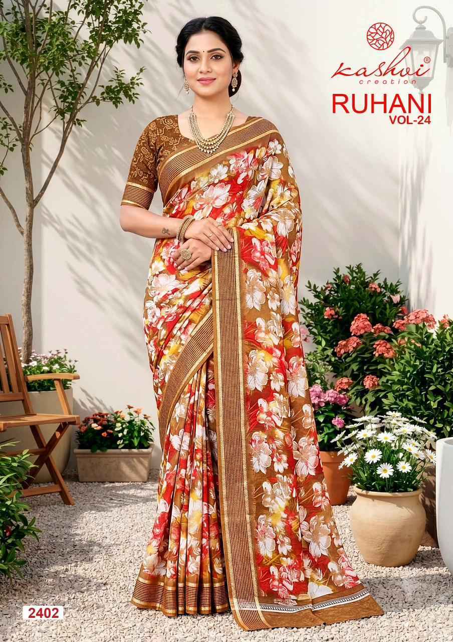 Kashvi Ruhani Vol-24 Dull Moss Saree (8 pcs Catalogue)