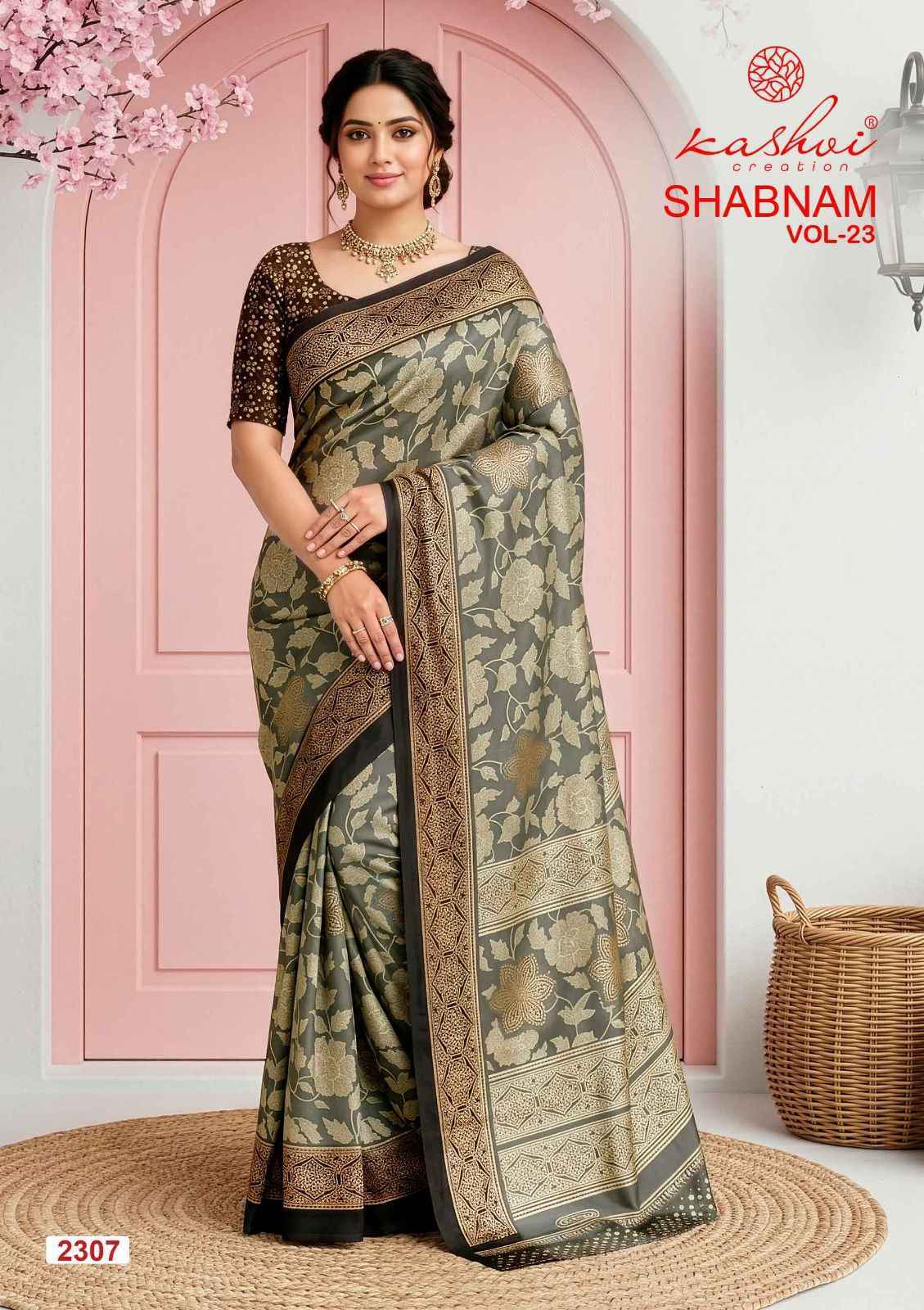 Kashvi Shabnam Vol-23 Dull Moss Saree (8 pcs Catalogue)