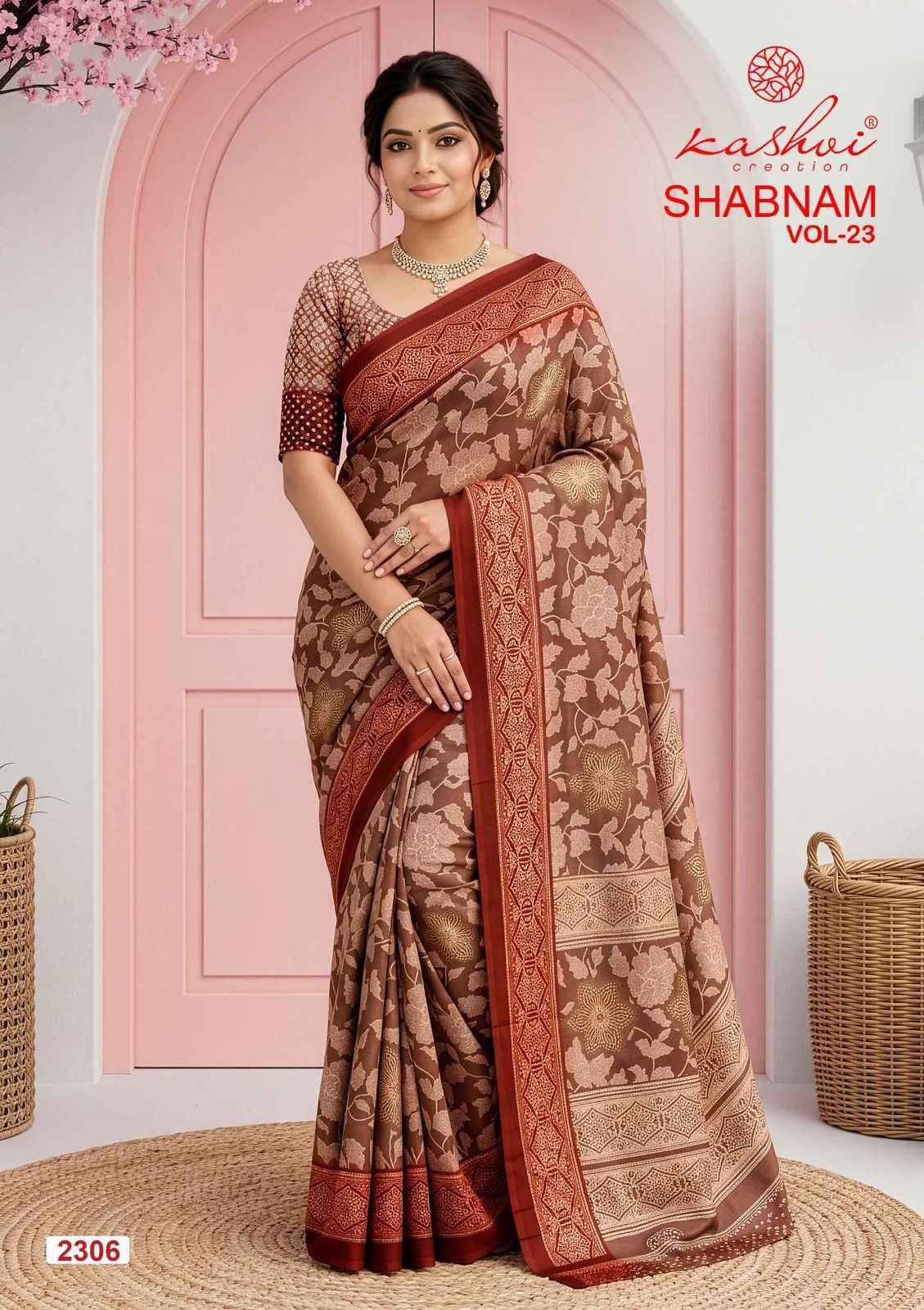Kashvi Shabnam Vol-23 Dull Moss Saree (8 pcs Catalogue)