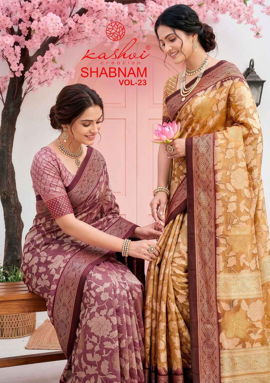 Kashvi Shabnam Vol-23 Dull Moss Saree (8 pcs Catalogue)