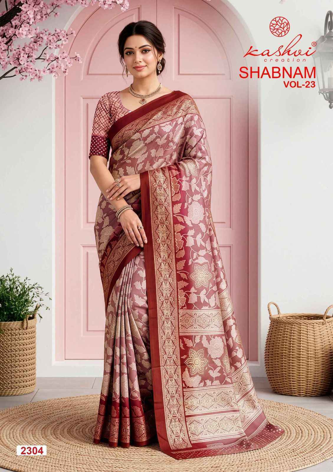 Kashvi Shabnam Vol-23 Dull Moss Saree (8 pcs Catalogue)