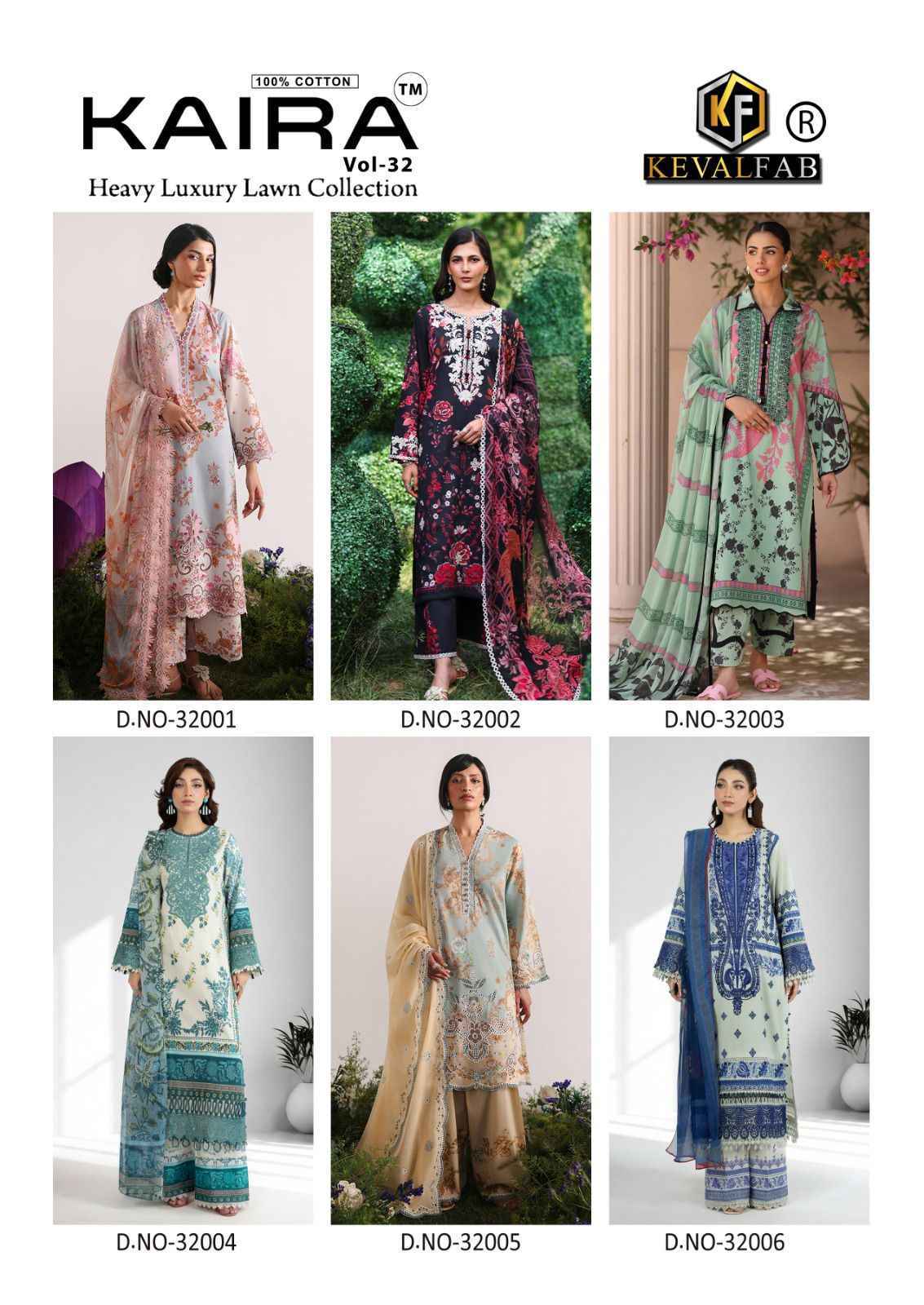 Keval Fab Kaira Vol-32 Lawn Cotton Dress Material (6 pcs Catalogue)